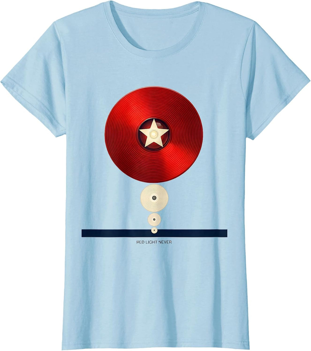 Red Light Never Editorial Conceptual Racing Fan American T-Shirt - Baby Blue