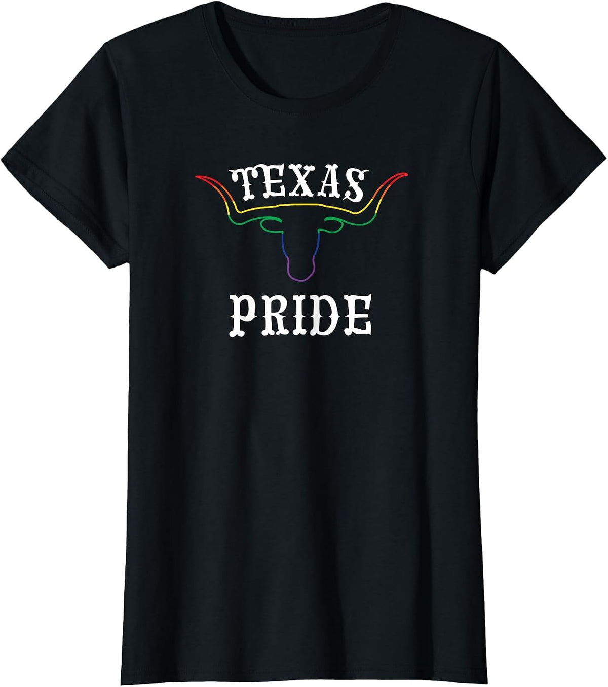 Rainbow Flag for Texas Gay Pride Month T-Shirt - Black