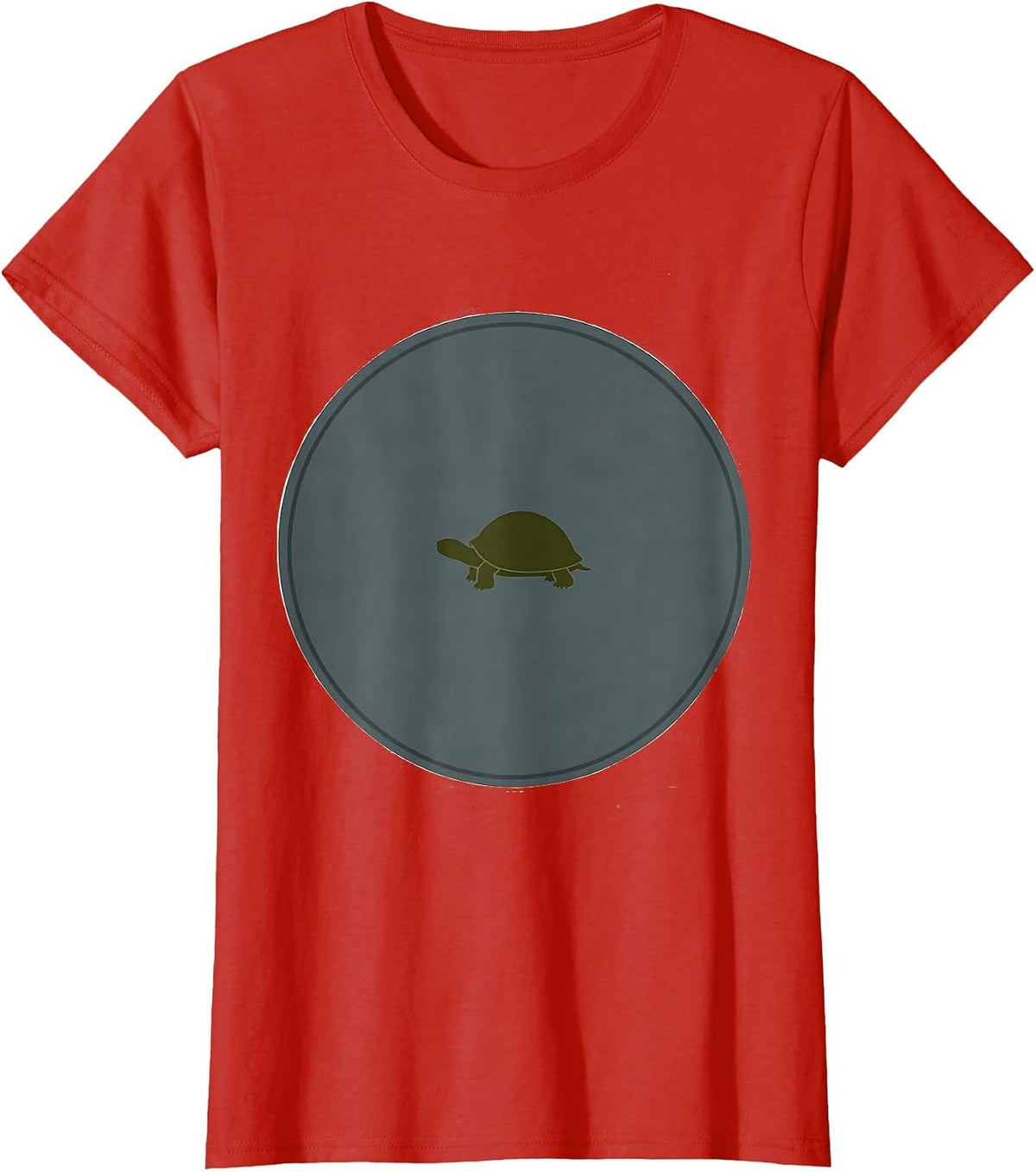 Circular Tortoise Silhouette Funny Turtle Lover Gift T-Shirt - Red