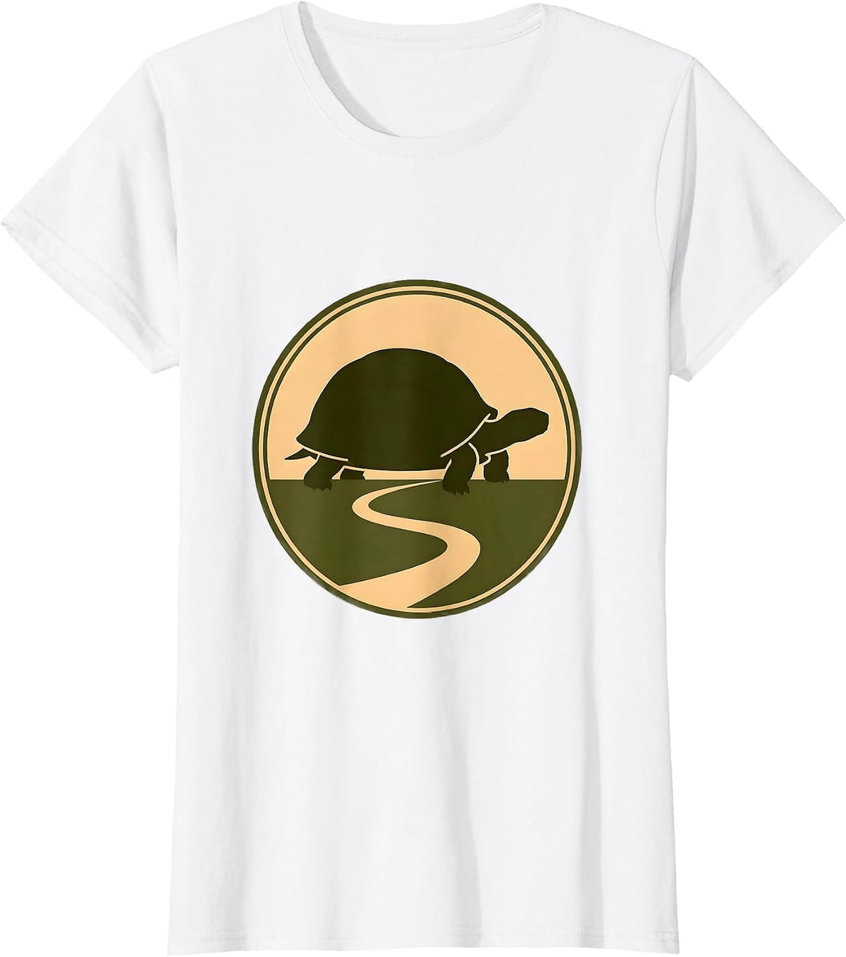 Tortoise on a Winding Dirt Road Illustration T-Shirt - White