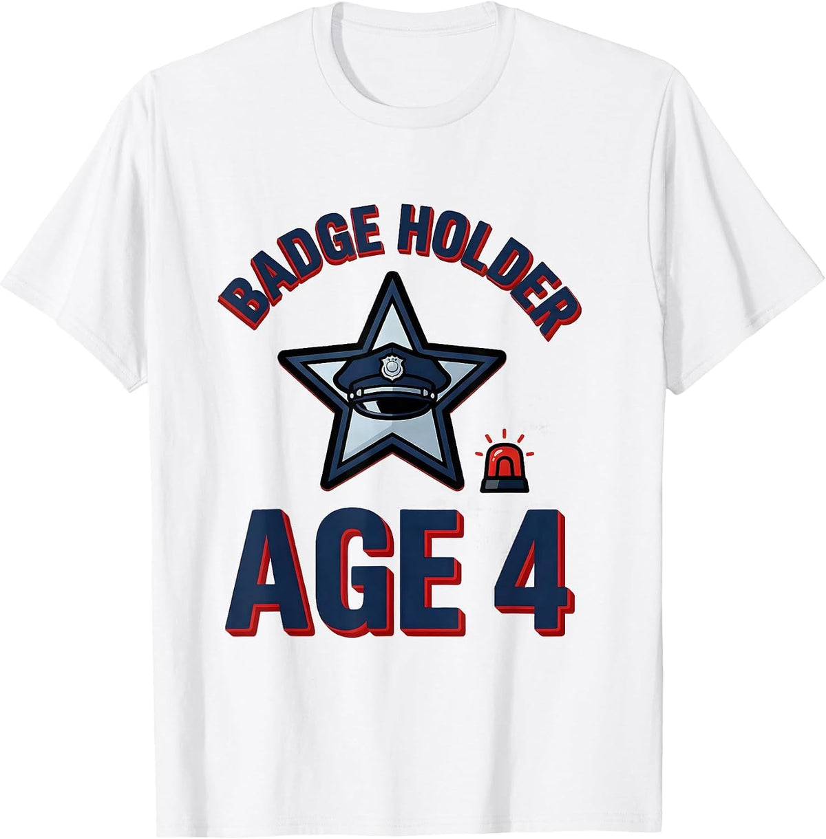 Men's Badge Holder Age 4 Future Police Officer Kids Birthday Party T-Shirt - White