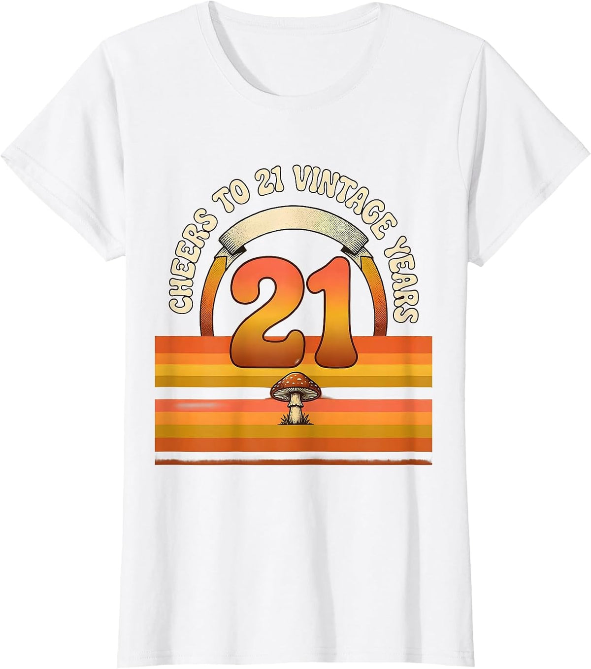 Cheers To 21 Vintage Years Retro Birthday Gift T-Shirt - White