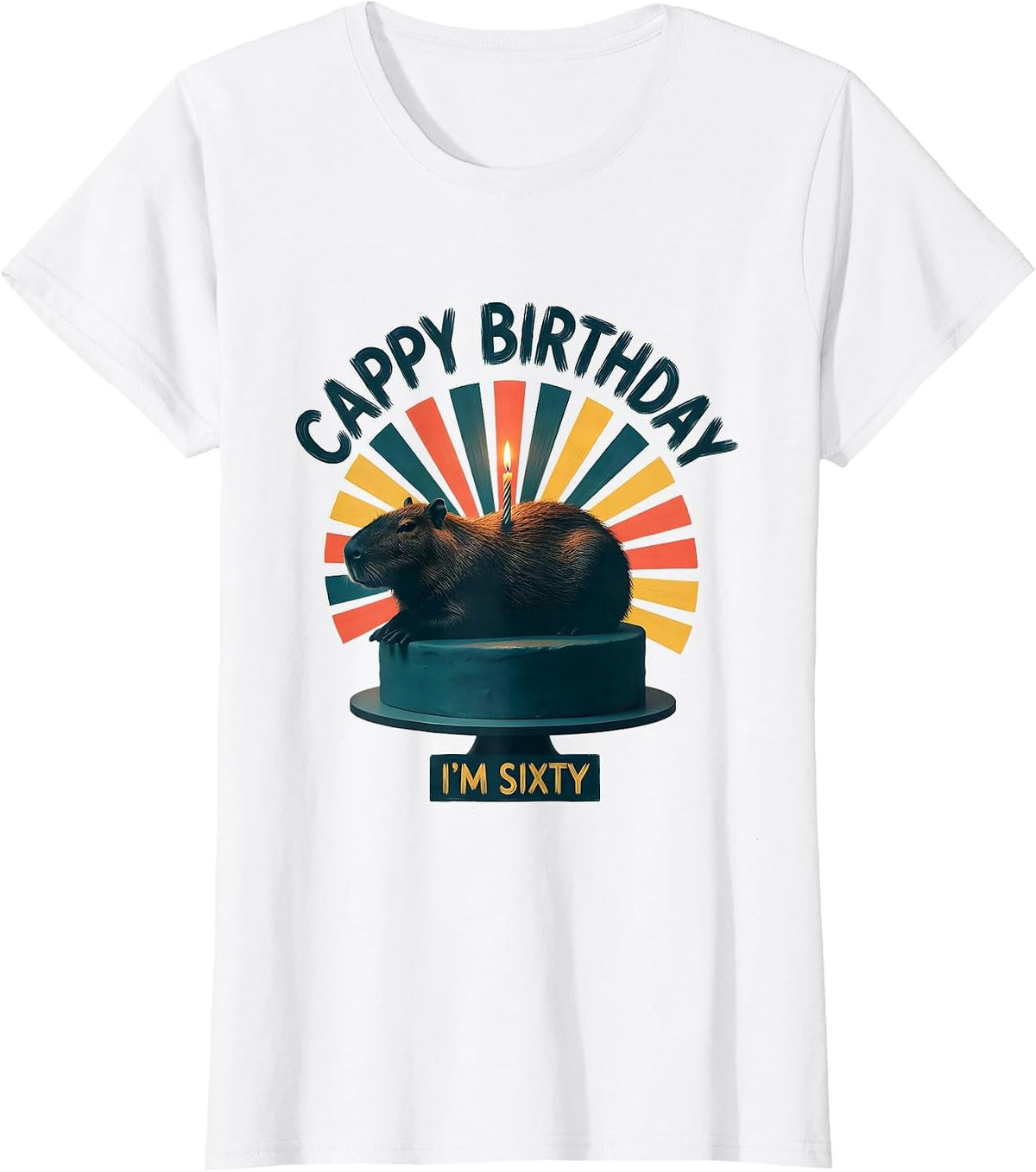 Women's Cappy Birthday I'm Sixty Kawaii Pun Capybara Lover Gift T-Shirt - White