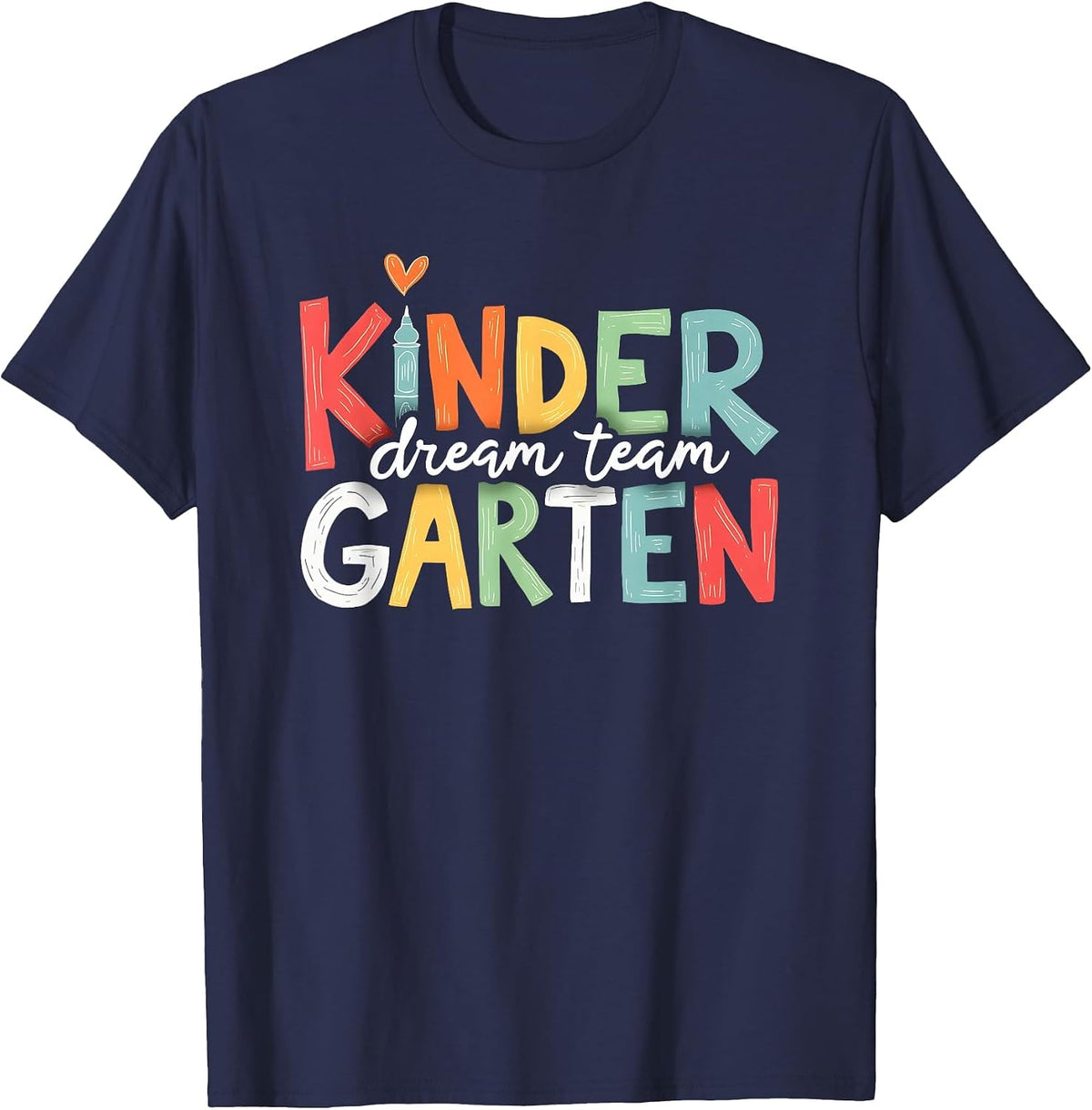 Retro Kindergarten Dream Team Back to School Teacher Kids T-Shirt - Navy Blue