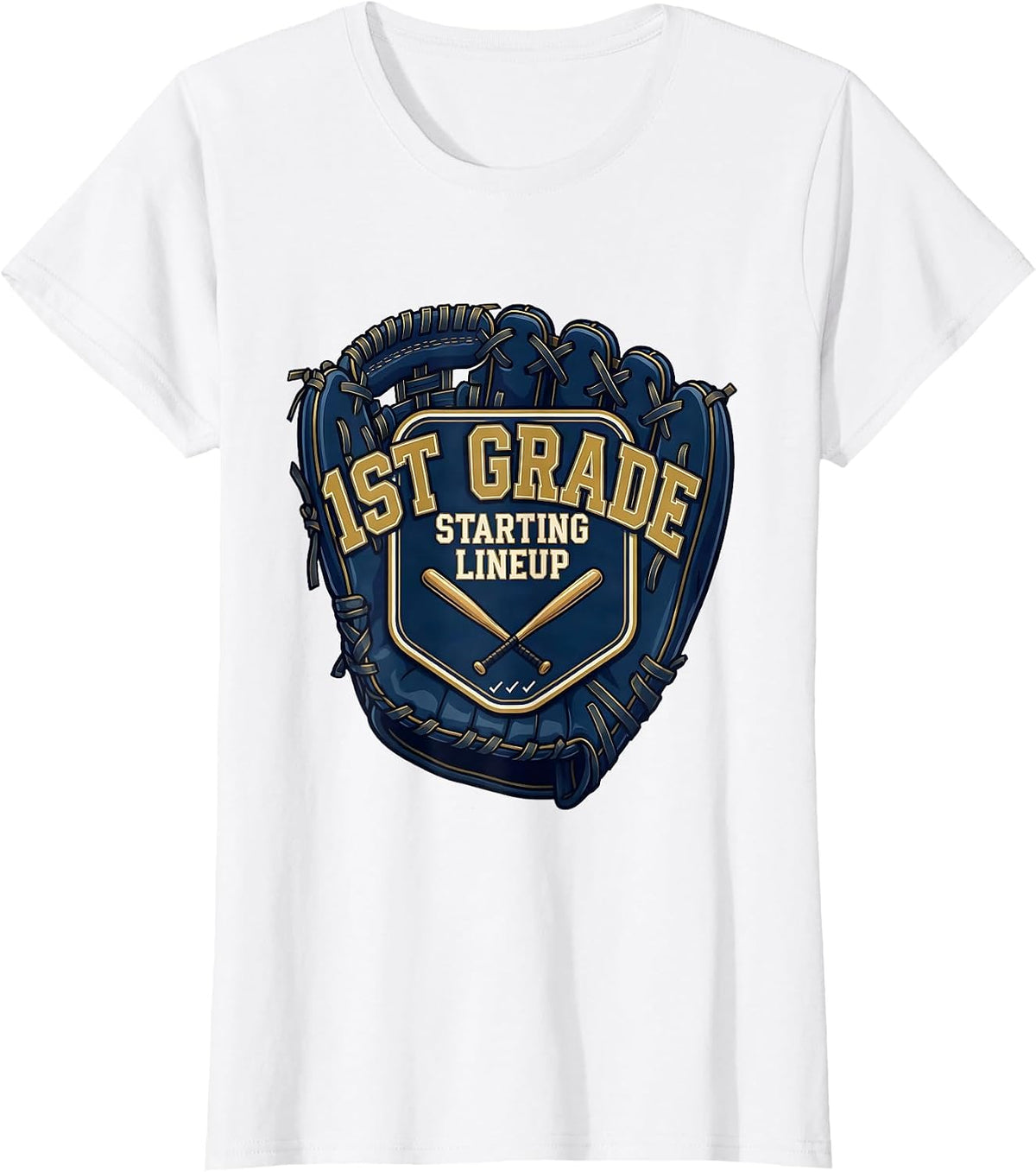 1st Grade Starting Lineup Sports Back To School Baseball T-Shirt - White