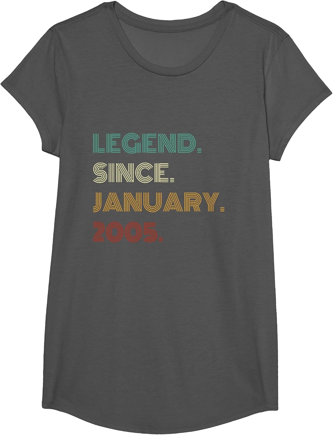 21 Years Old Legend Since January 2005 21st Birthday T-Shirt - Girls Asphalt Grey