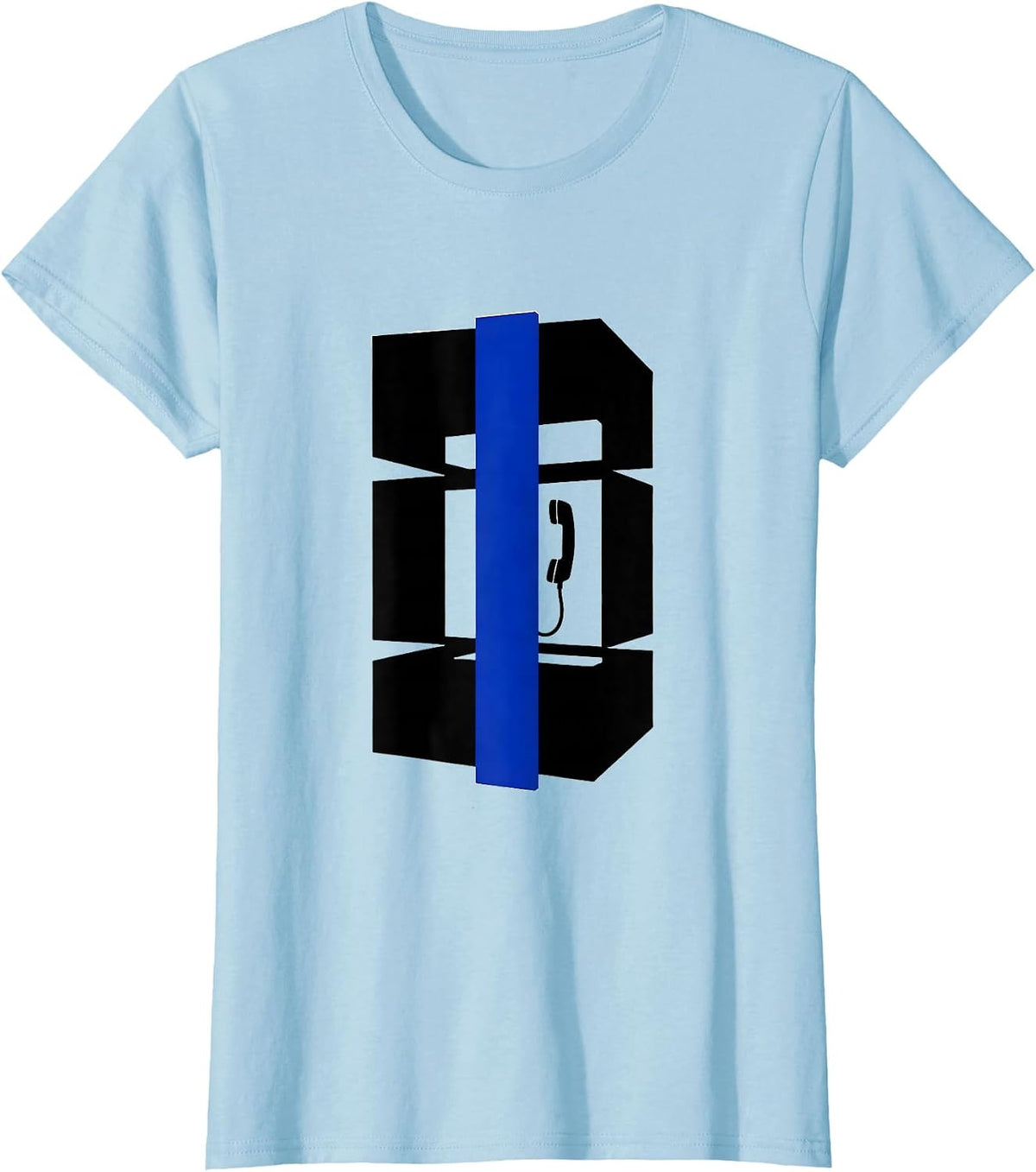 Police Call Box Thin Blue Line Support Minimalist T-Shirt - Baby Blue