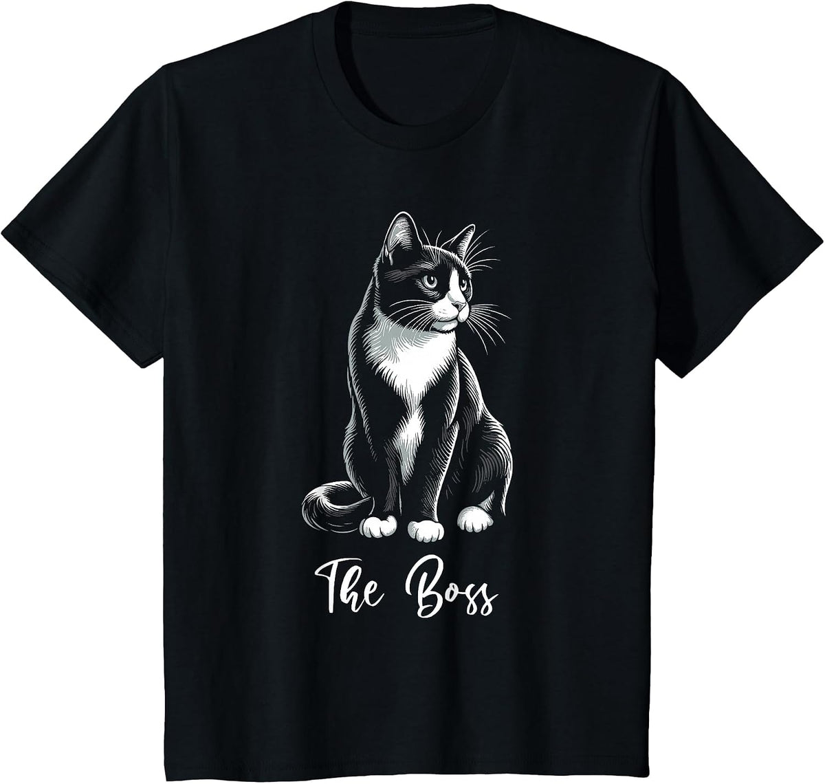 The Boss Tuxedo Cat Lover Kitten Tuxedo Cat Owner T-Shirt - Black