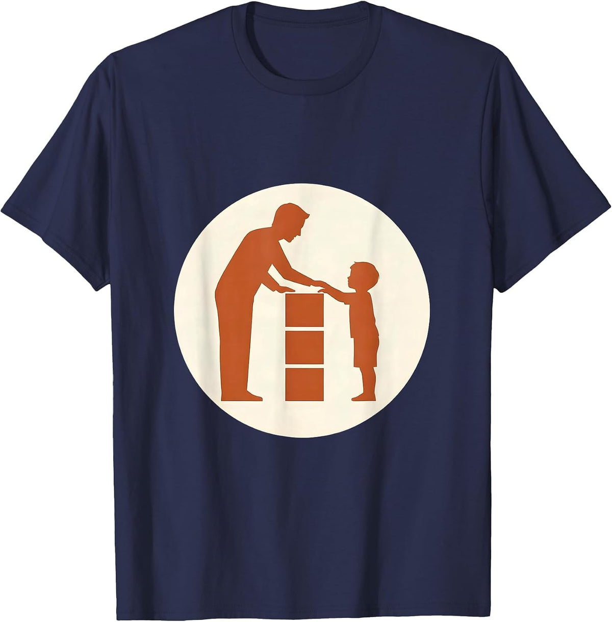 Men's Occupational Therapy Building Blocks Illustration T-Shirt - Navy Blue