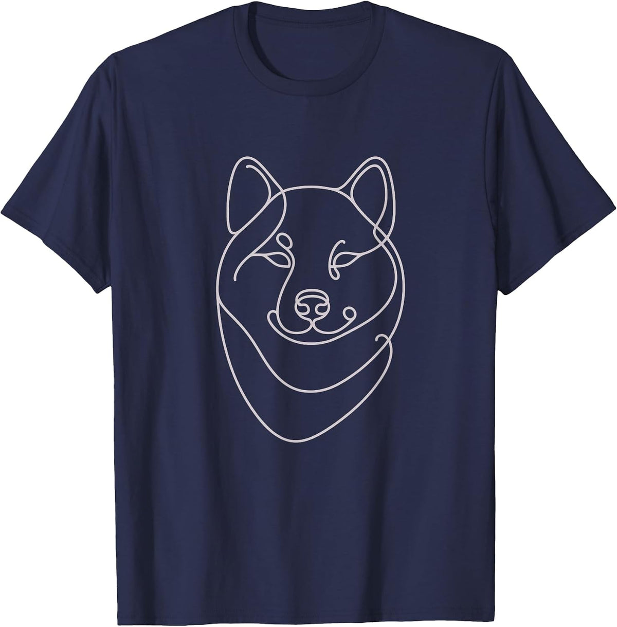 Shiba Inu Drawing Line Art Design T-Shirt - Navy Blue