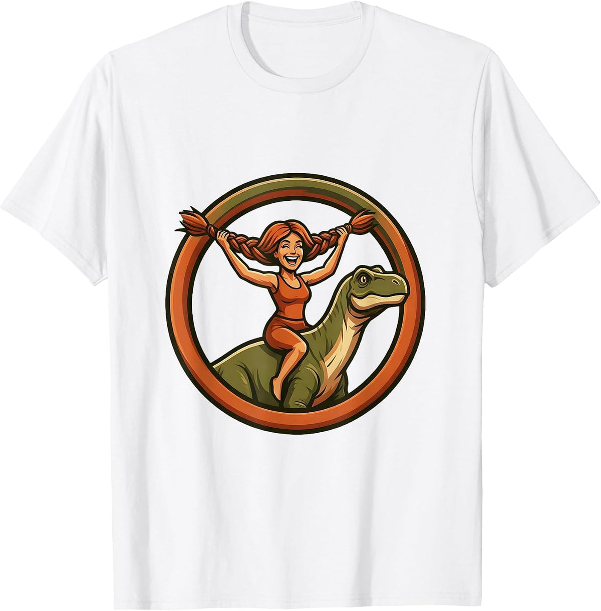 Brachiosaurus Braid Dinosaur Hairstyle Art T-Shirt - White