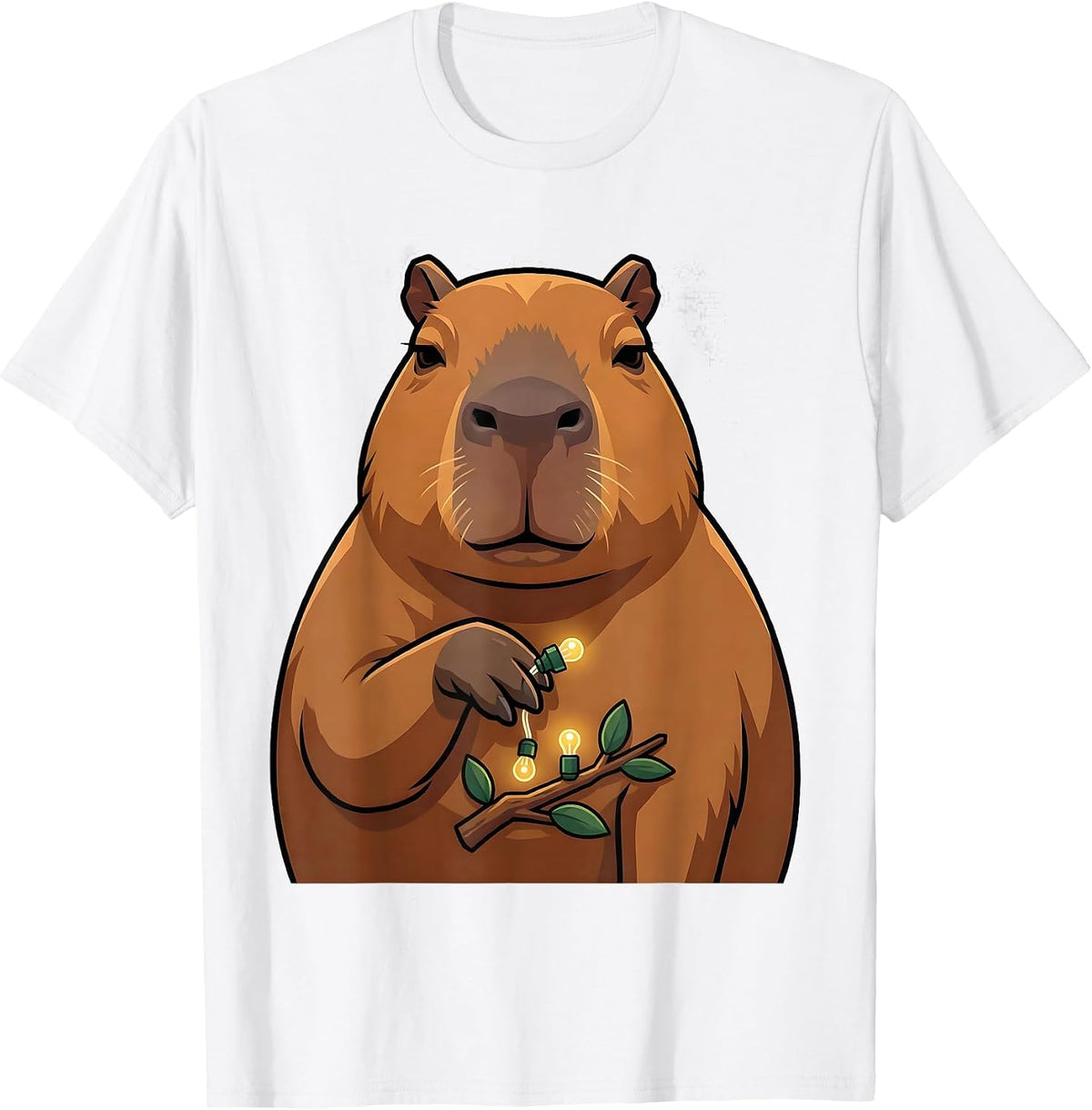Men's Oversized Capybara Christmas Fantasy Creature Humor T-Shirt - White
