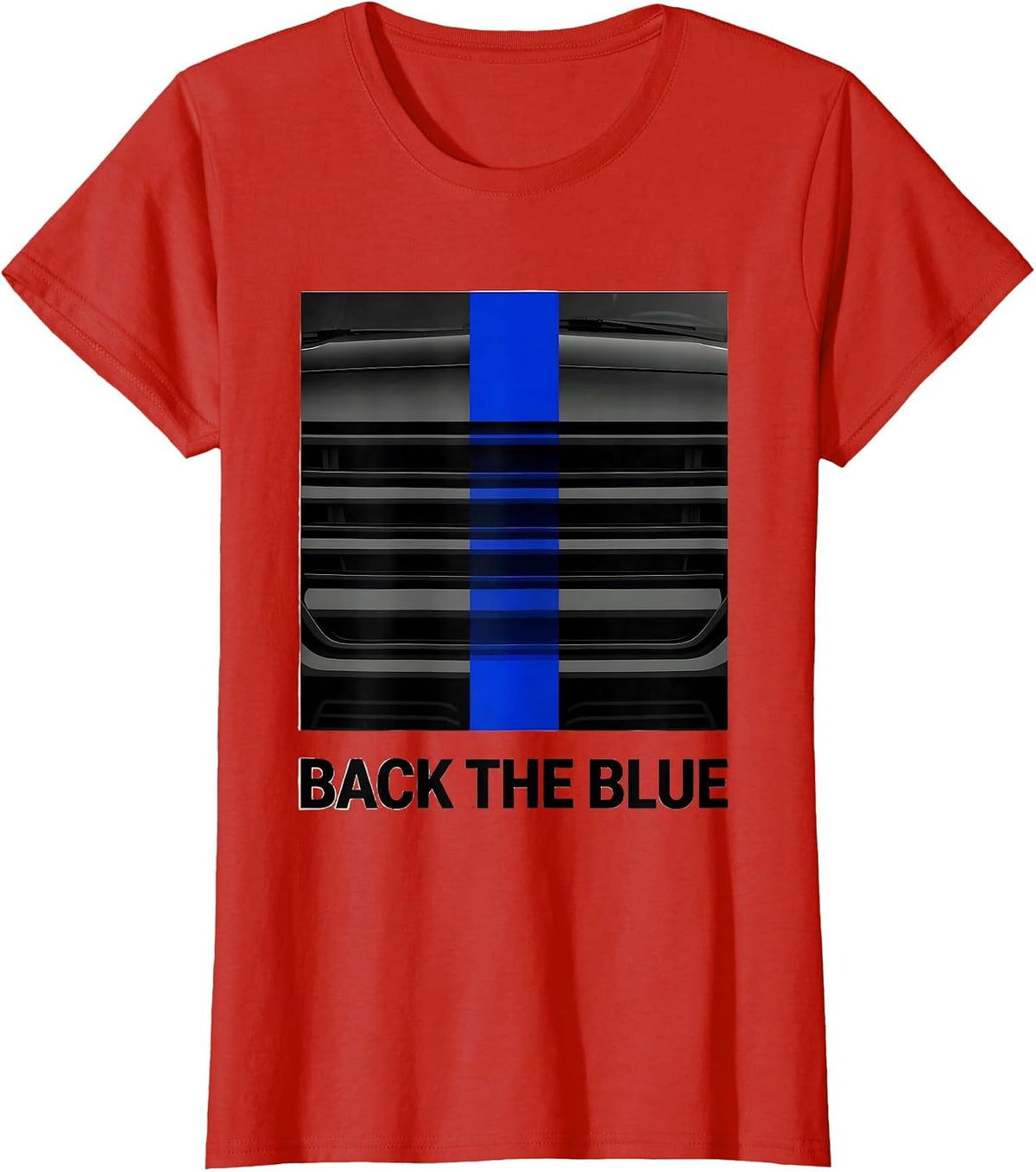 Back The Blue Thin Blue Line Police Support Patriotic T-Shirt - Red