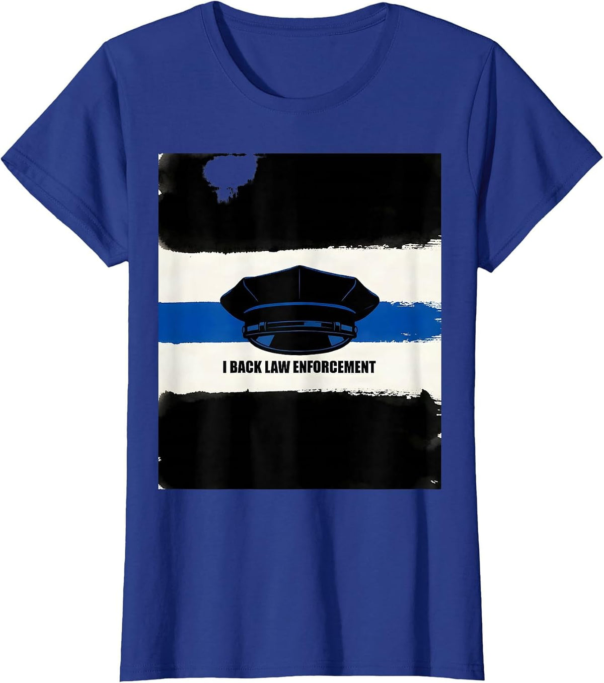 Women's I Back Law Enforcement Thin Blue Line Police Support T-Shirt - Royal Blue
