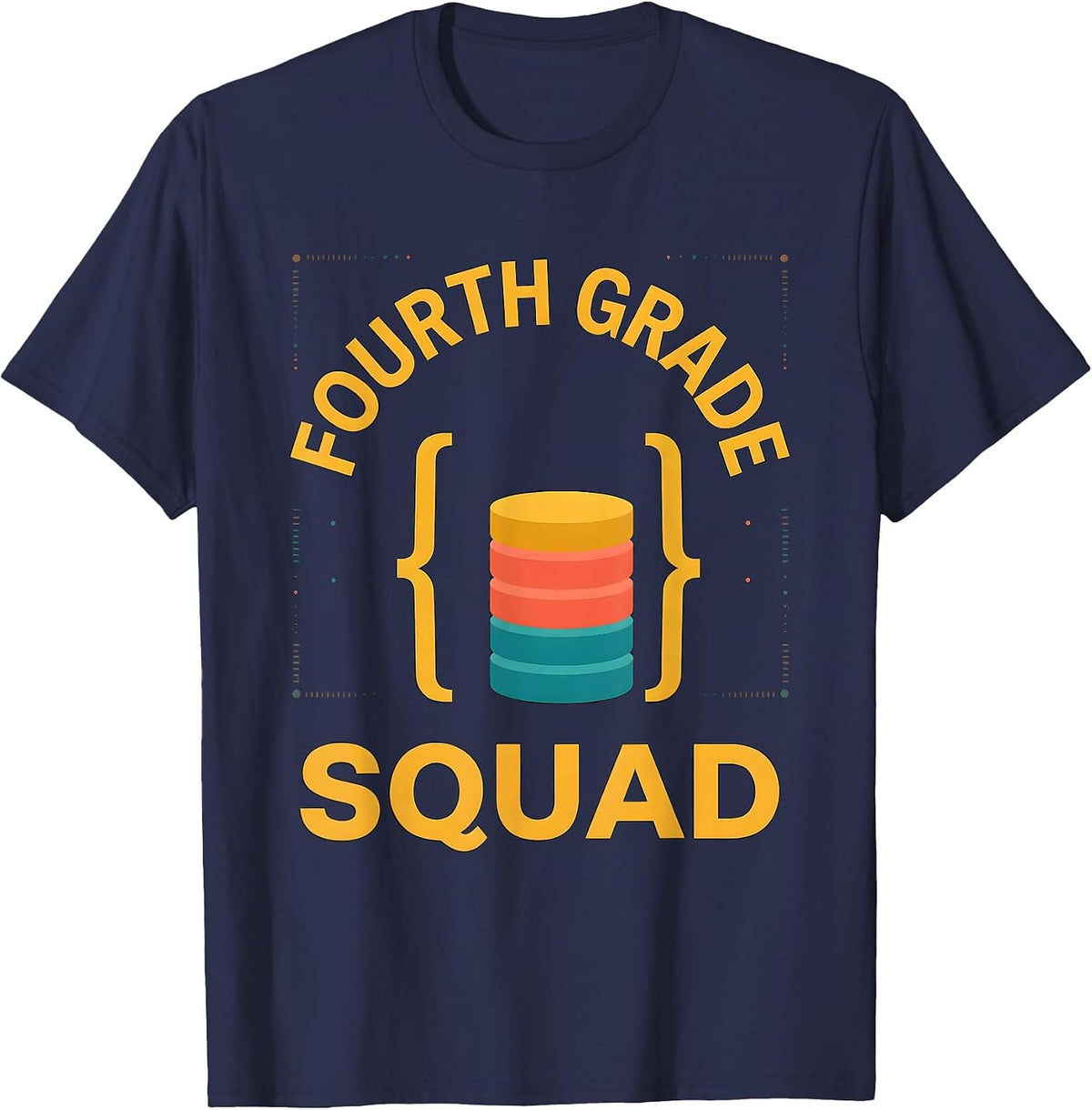Men's Fourth Grade Squad Funny Teacher Humor Grade-Level Pride T-Shirt - Navy Blue