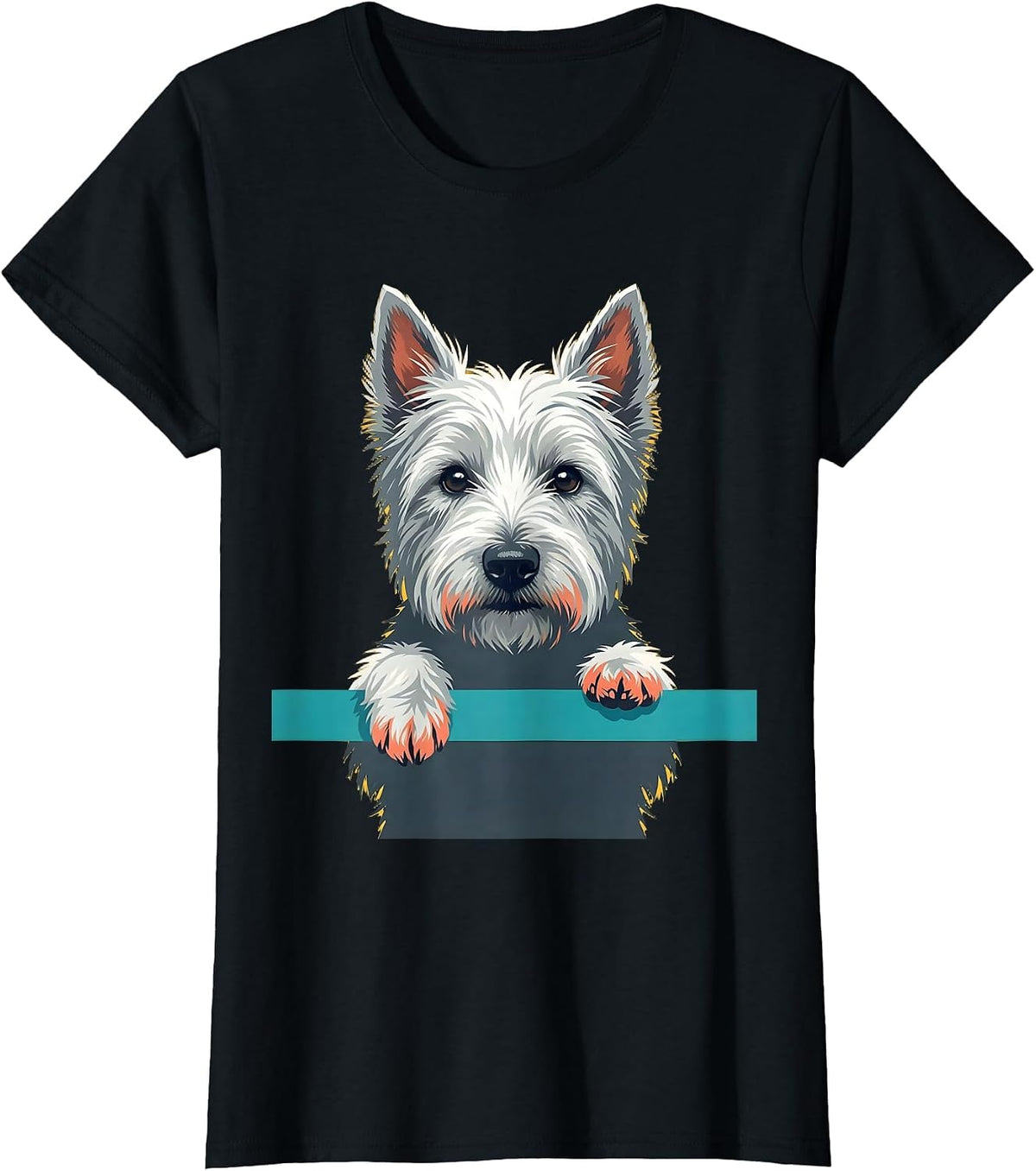 West Highland White Terrier Pocket Pup Cozy Dog Lover T-Shirt - Black