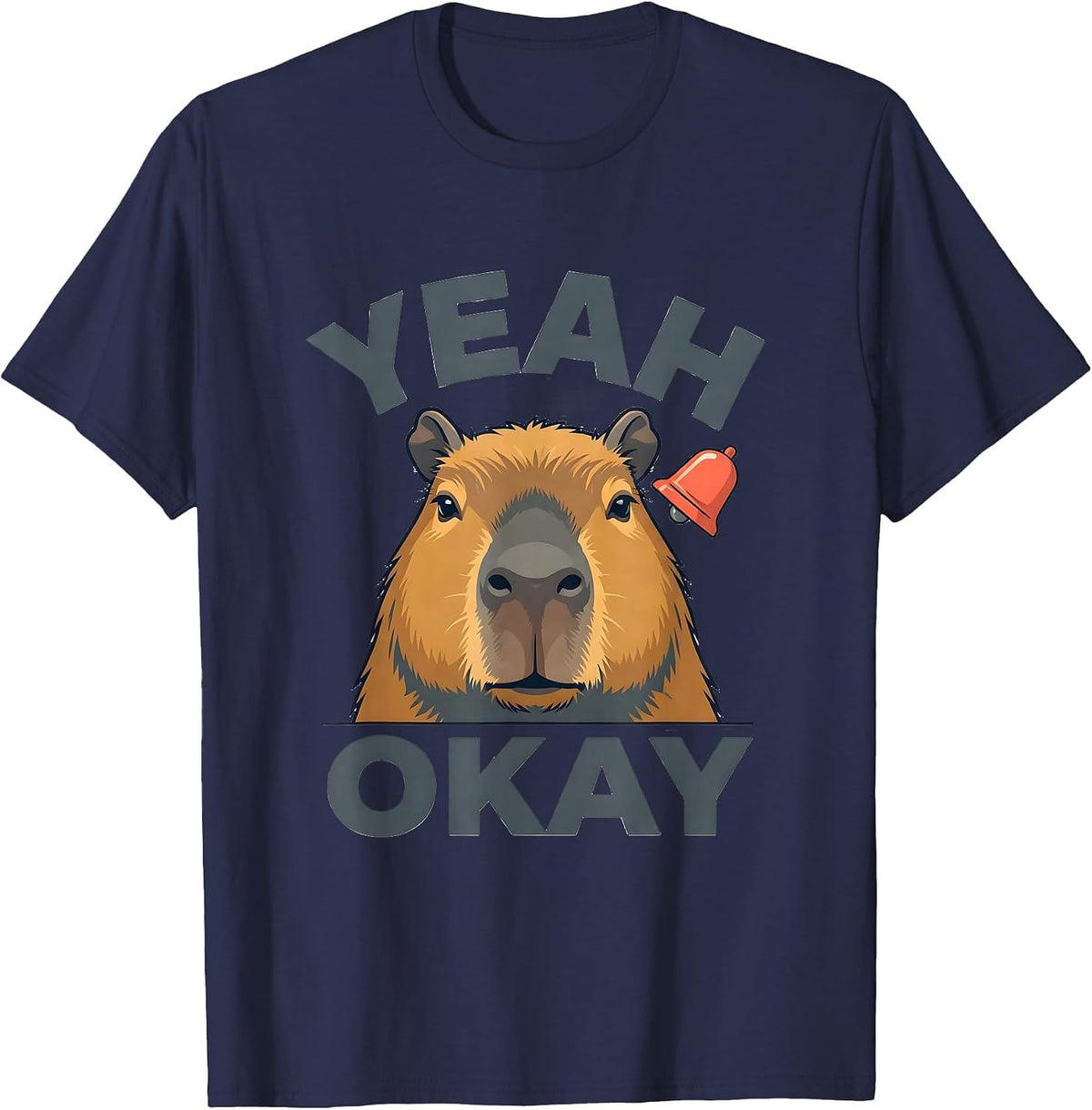 Men's Yeah Okay Flat Vector Capybara Meme Animal Humor T-Shirt - Navy Blue