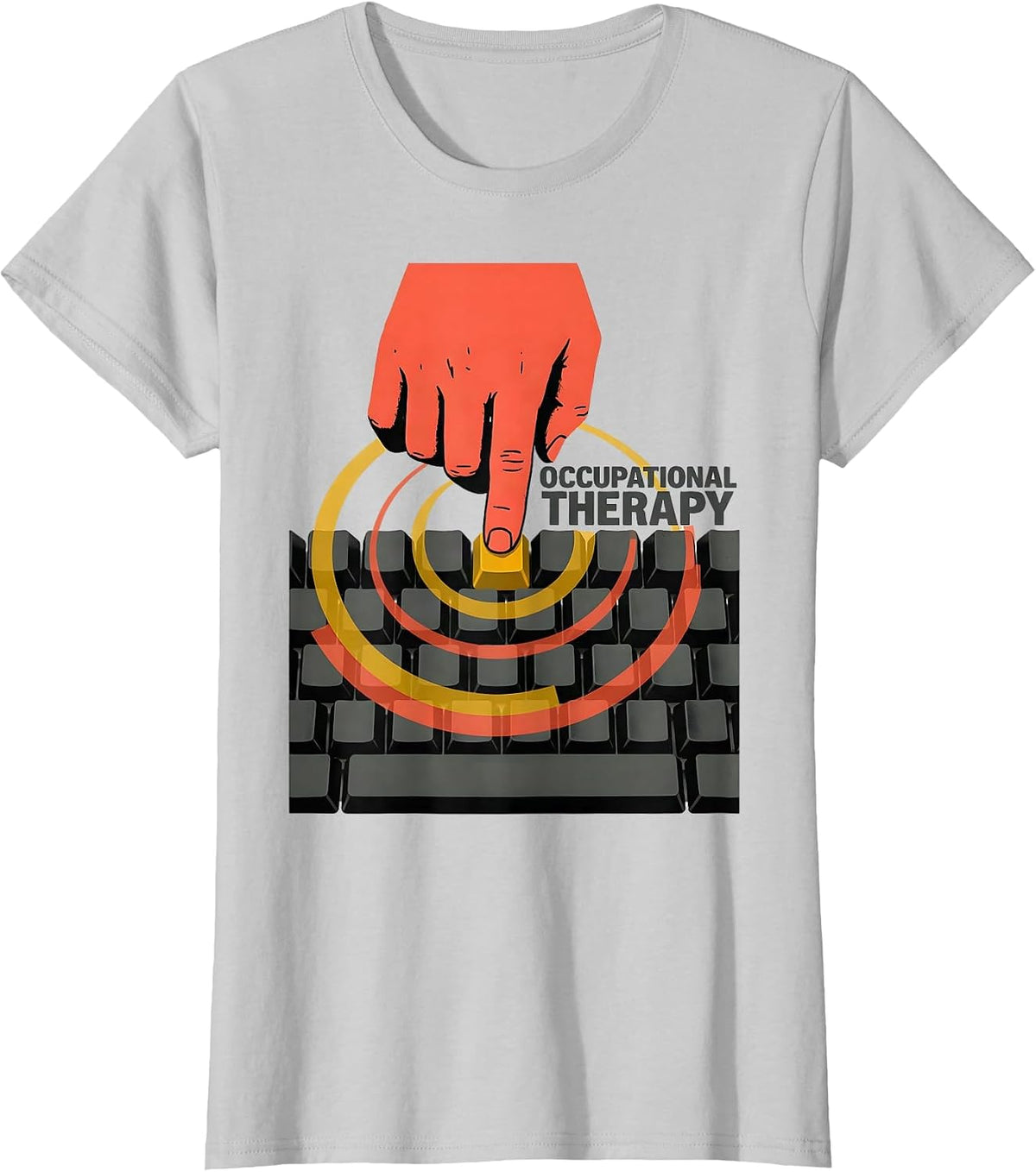 Women's Occupational Therapy Retro Adaptive Keyboard Pediatric OT T-Shirt - Silver Grey