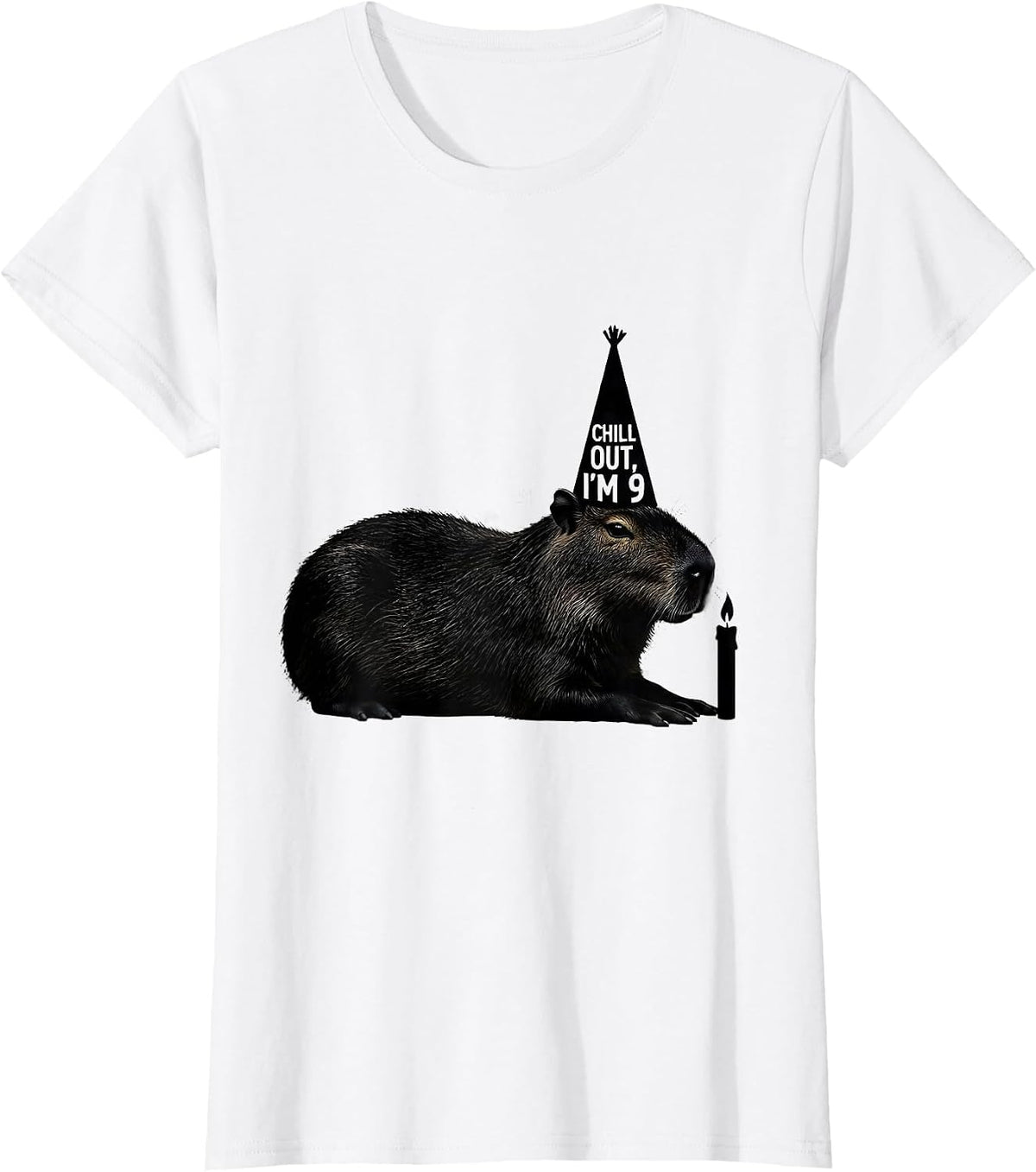 Women's Chill Out I'm 9 Funny Capybara Kids Birthday Party T-Shirt - White