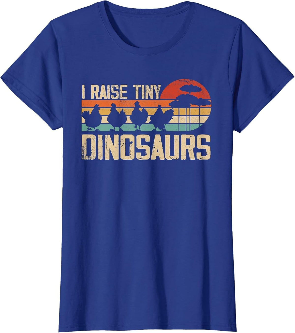 I Raise Tiny Dinosaurs Tees Retro Chicken Silhouette T-Shirt - Royal Blue