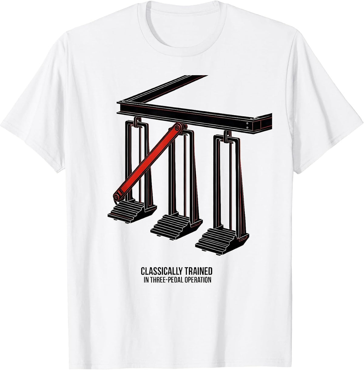 Men's Classically Trained In Three-Pedal Operation Car Guy T-Shirt - White