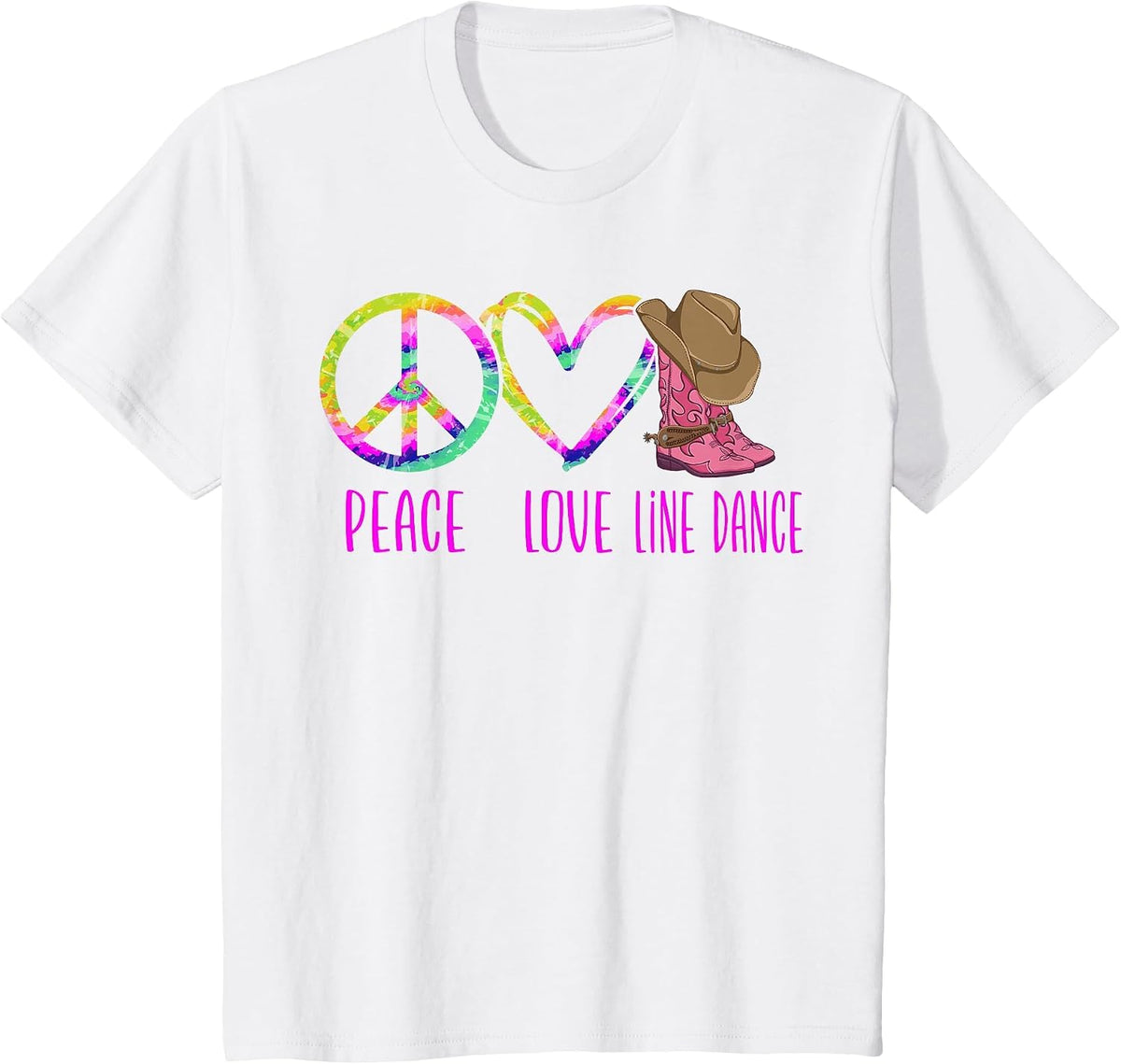 Line Dancing Dance Teacher Tie Dye Peace Love Line Dance T-Shirt - White