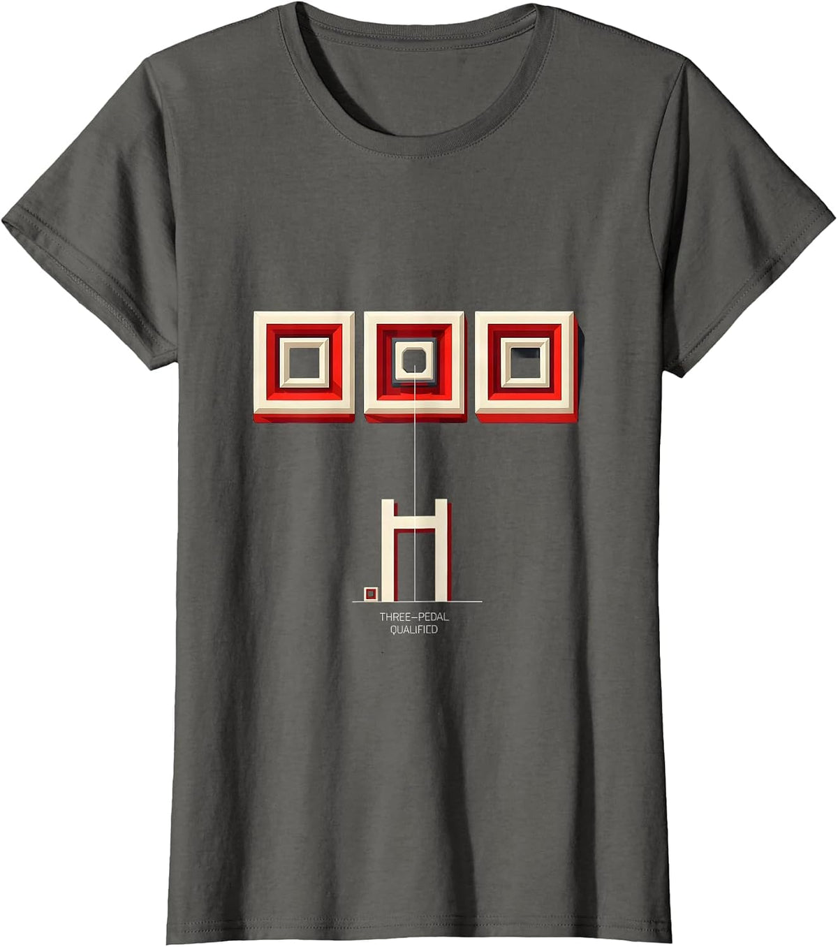 Women's Three-Pedal Qualified Geometric Manual Transmission Car Guy T-Shirt - Asphalt Grey