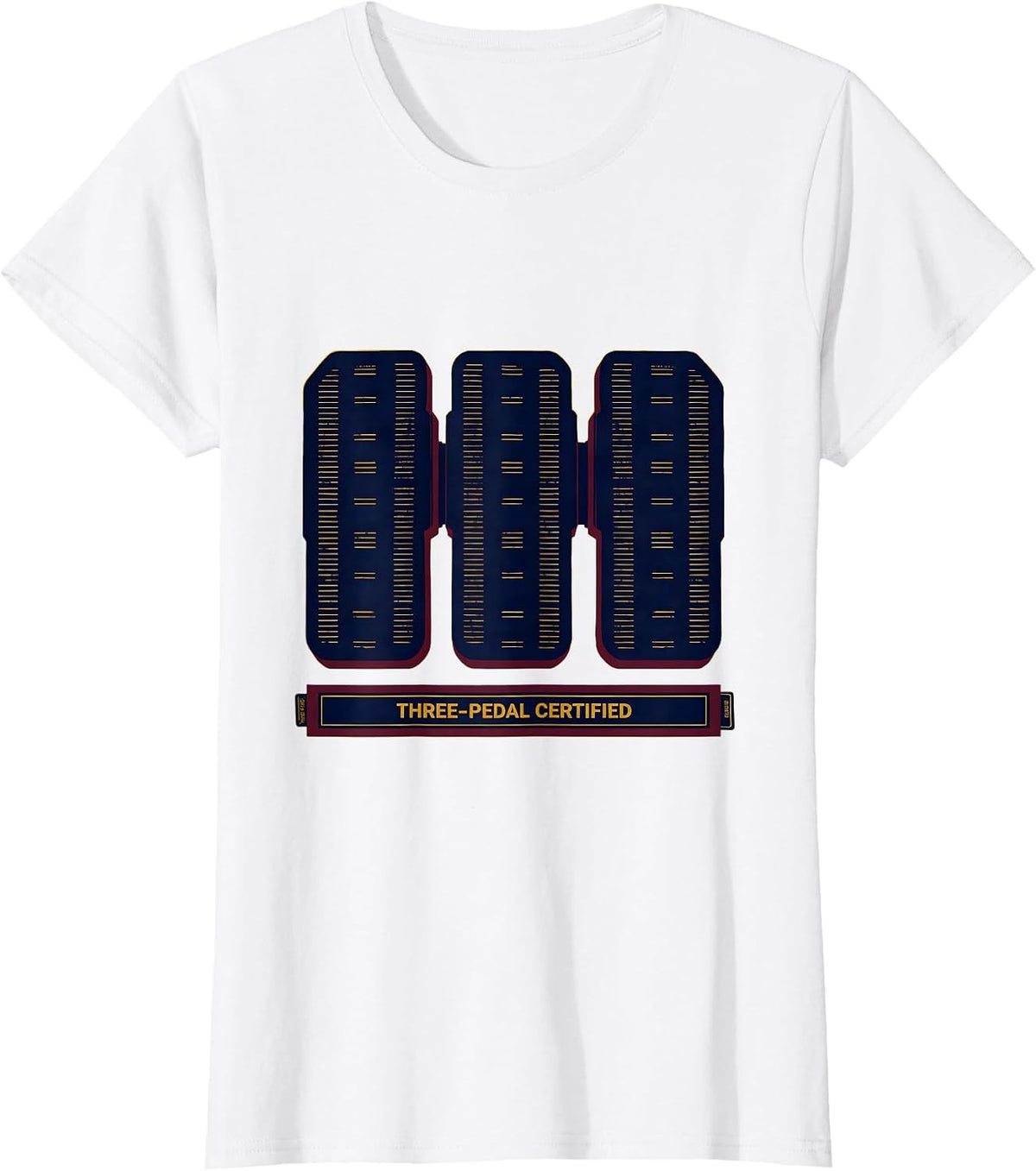 Three-Pedal Certified Manual Transmission Car Enthusiast T-Shirt - White