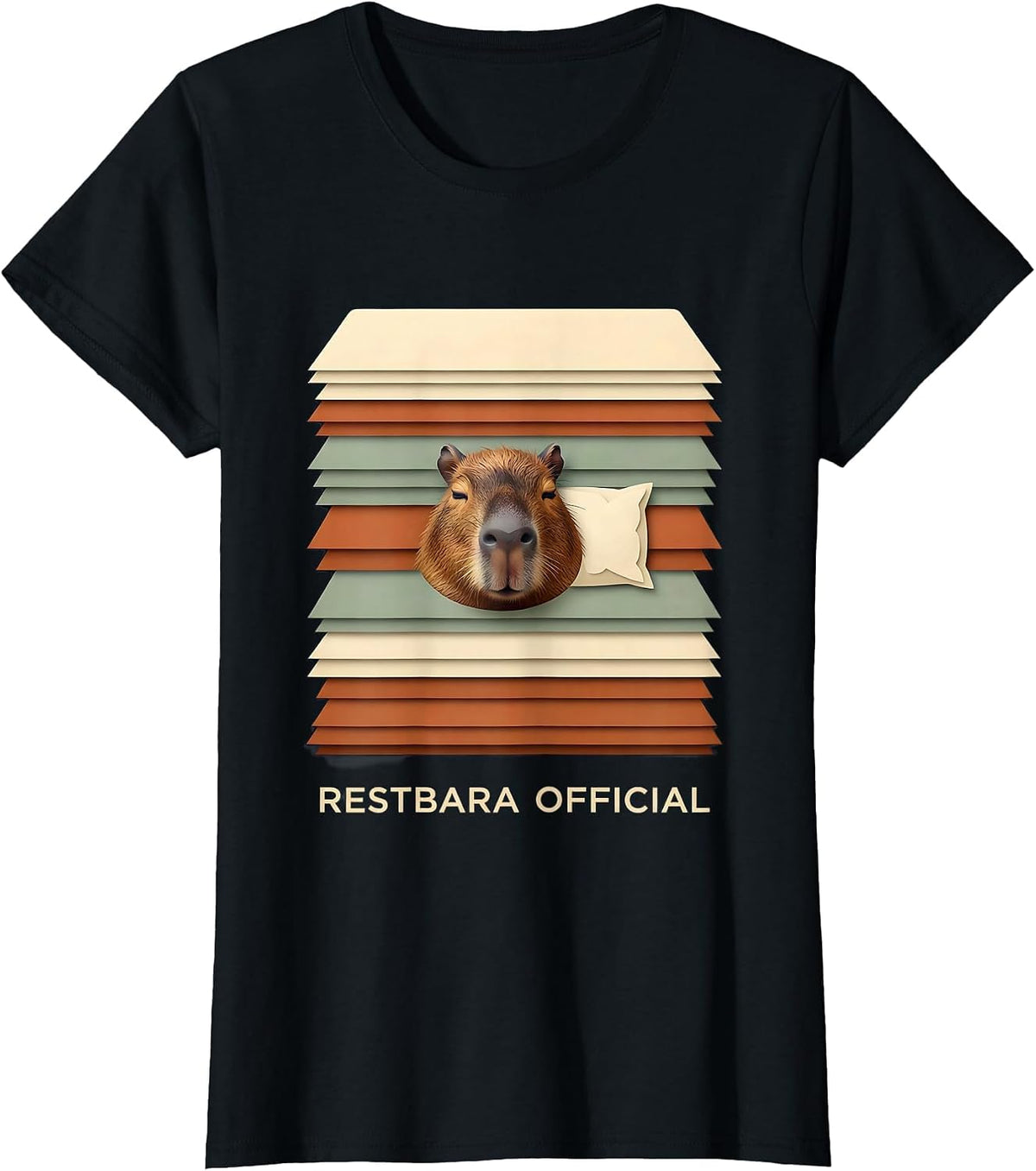 Women's Restbara Official Cute Capybara Sleepwear Pajama Kids Humor T-Shirt - Black