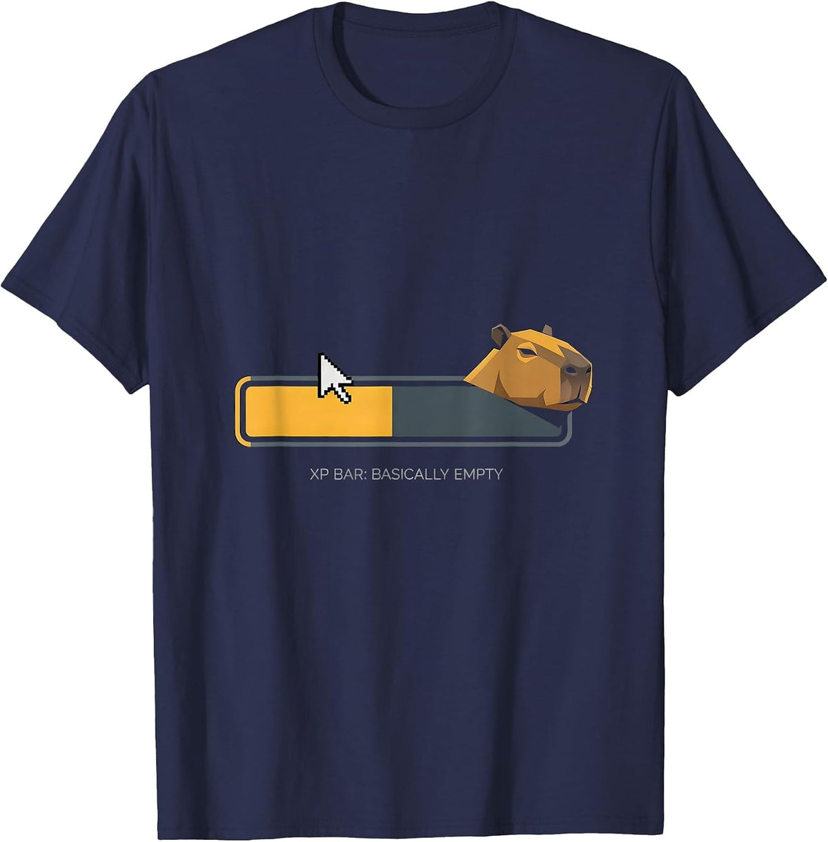 XP Bar: Basically Empty Funny Capybara Gamer Humor T-Shirt - Navy Blue