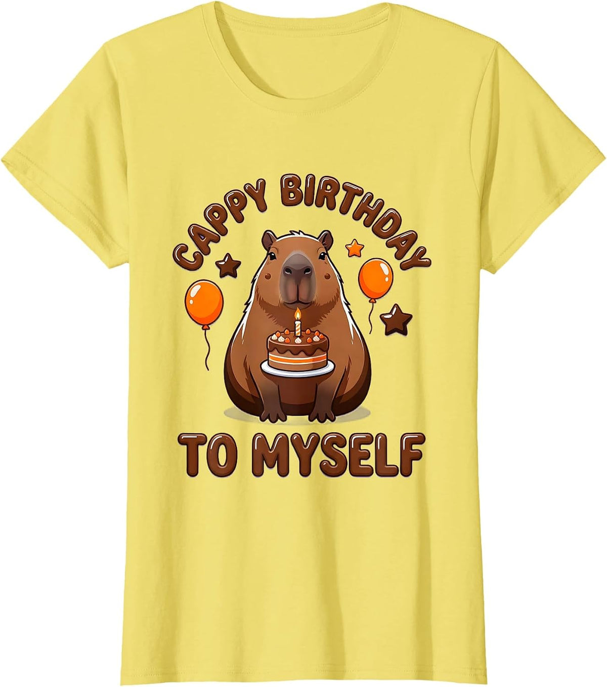 Cappy Birthday To Myself Cute Kawaii Capybara Birthday Girl T-Shirt - Lemon Yellow