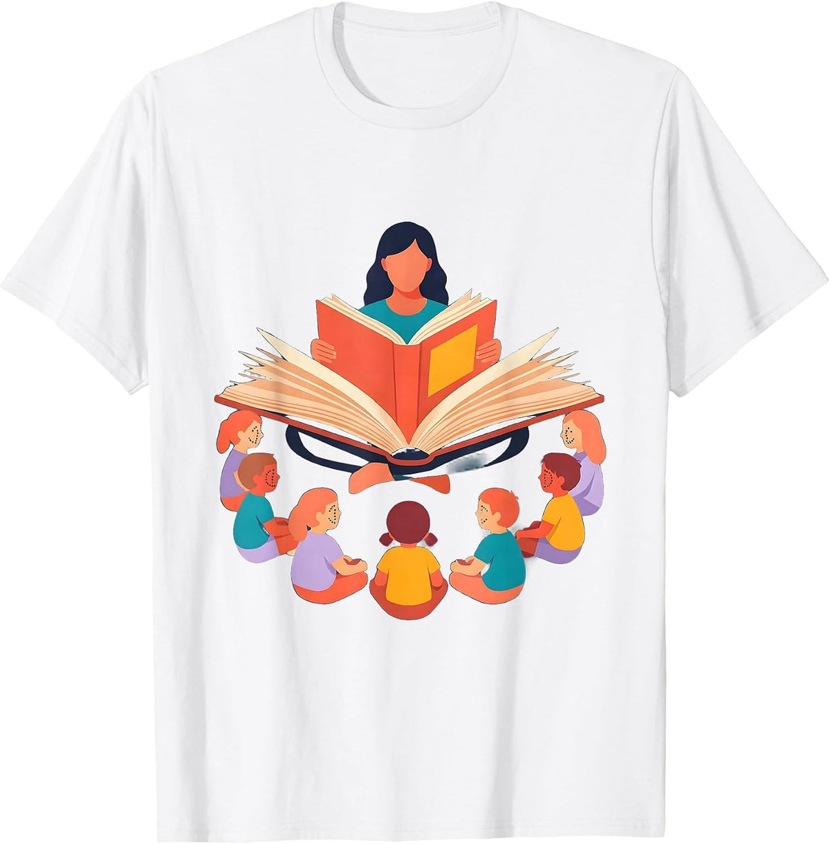 Men's Preschool Teacher Reading to Children Graphic T-Shirt - White