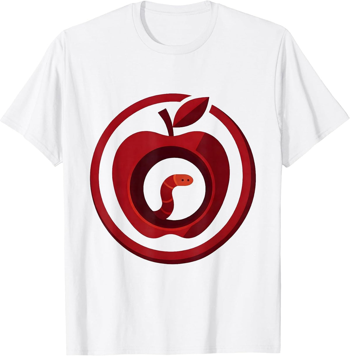 Men's English Teacher Apple Bookworm Illustration T-Shirt - White