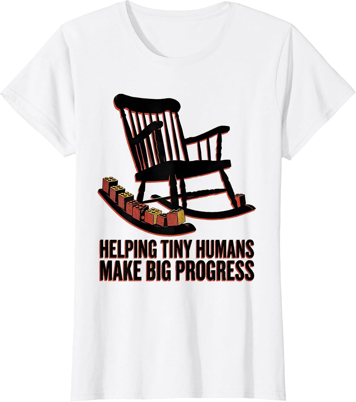 Women's Helping Tiny Humans Make Big Progress Teacher Caregiver T-Shirt - White