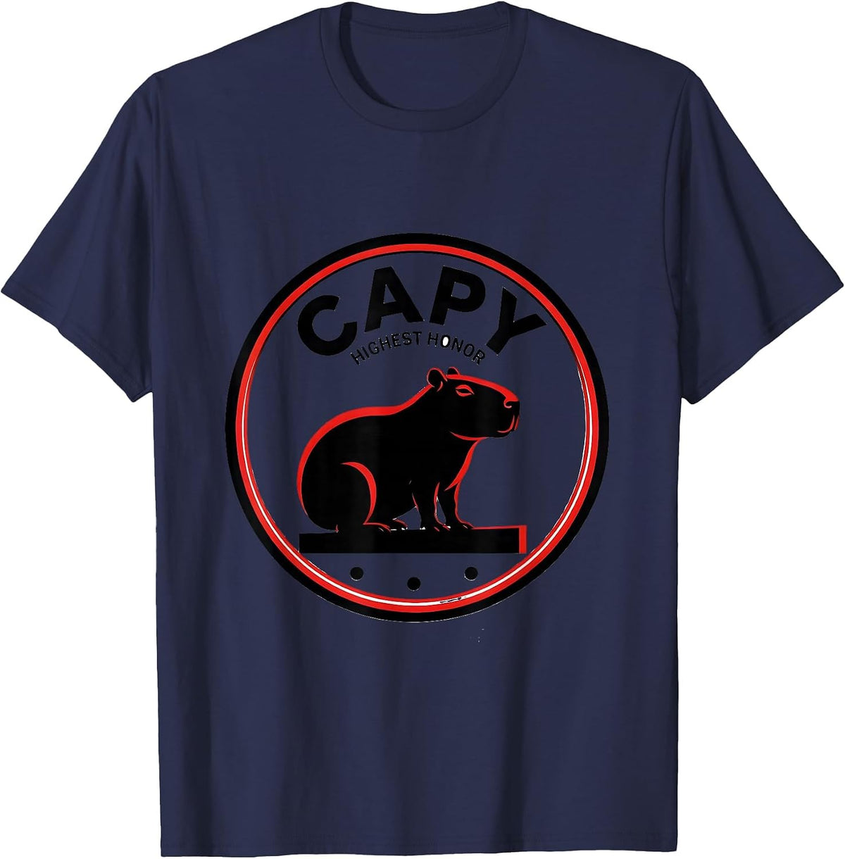 Capy, Highest Honor Funny Capybara Meme Animal Lover Humor T-Shirt - Navy Blue