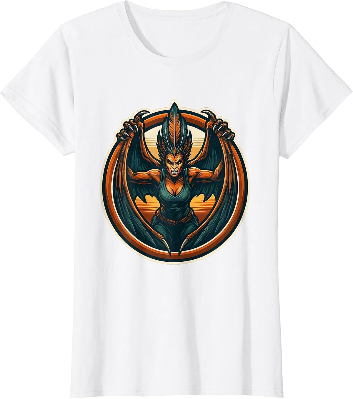 Pterosaur Wings Sunset Dinosaur Illustration T-Shirt - White