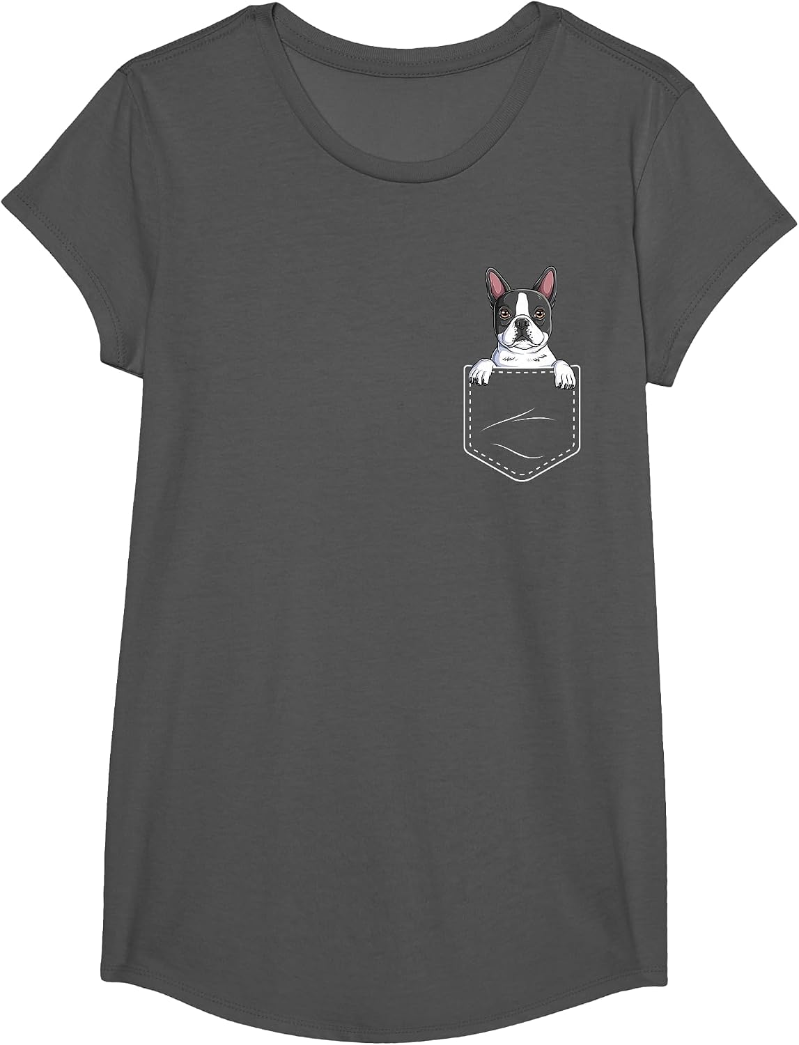 Boston Terrier in The Pocket Cute Boston Terrier Dog Lovers T-Shirt - Girls Asphalt Grey