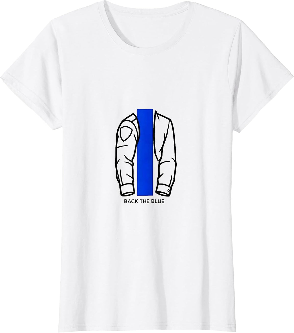 Women's Back The Blue Thin Blue Line Police Support Family Pride T-Shirt - White