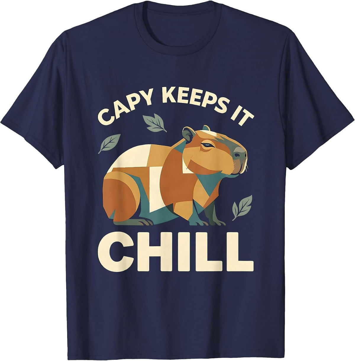 Capy Keeps It Chill Funny Animal Meme Capybara Lover Humor T-Shirt - Navy Blue