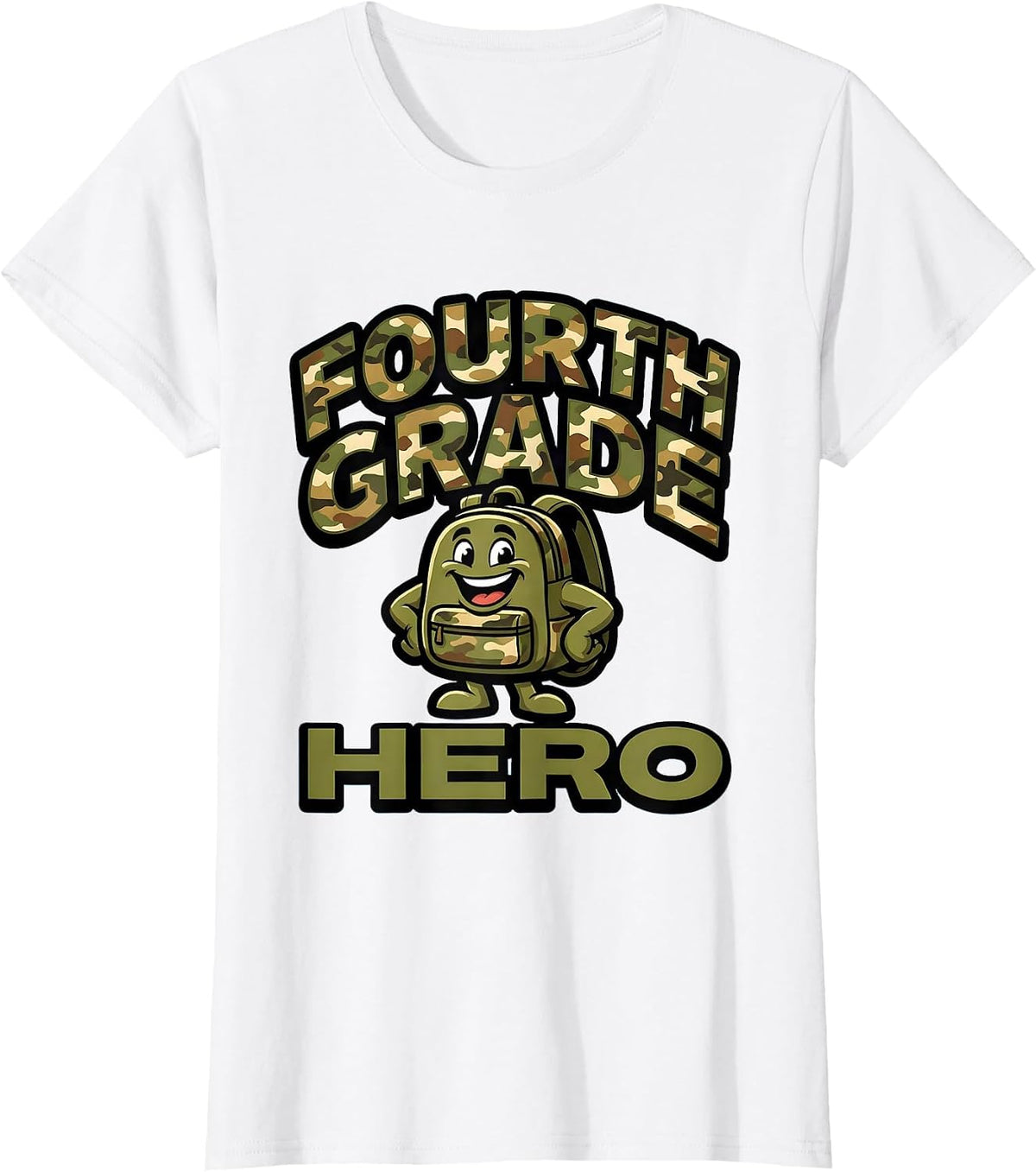 Fourth Grade Hero Camo Back To School Boys Teacher First Day T-Shirt - White