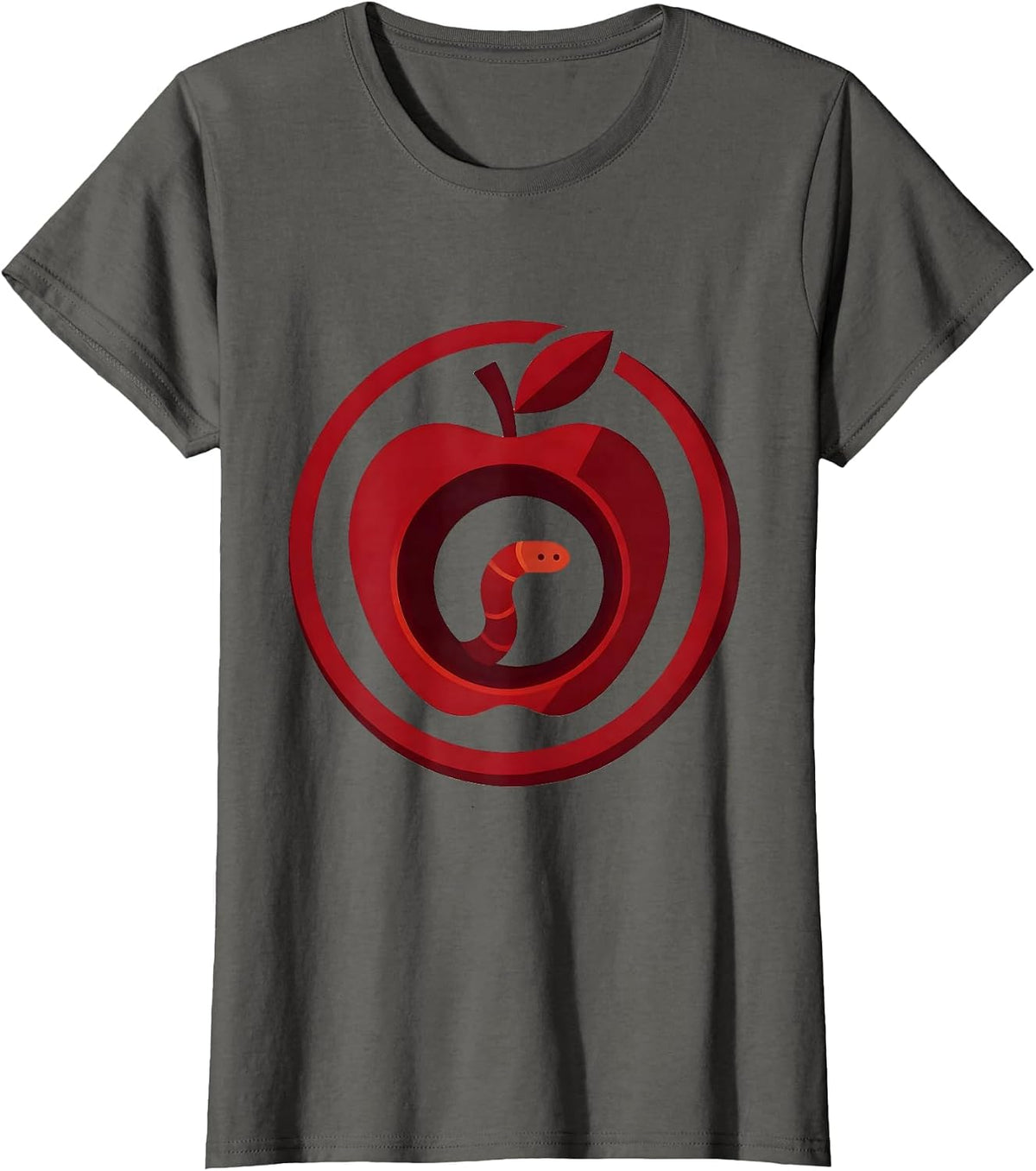 Women's English Teacher Apple Bookworm Illustration T-Shirt - Asphalt Grey