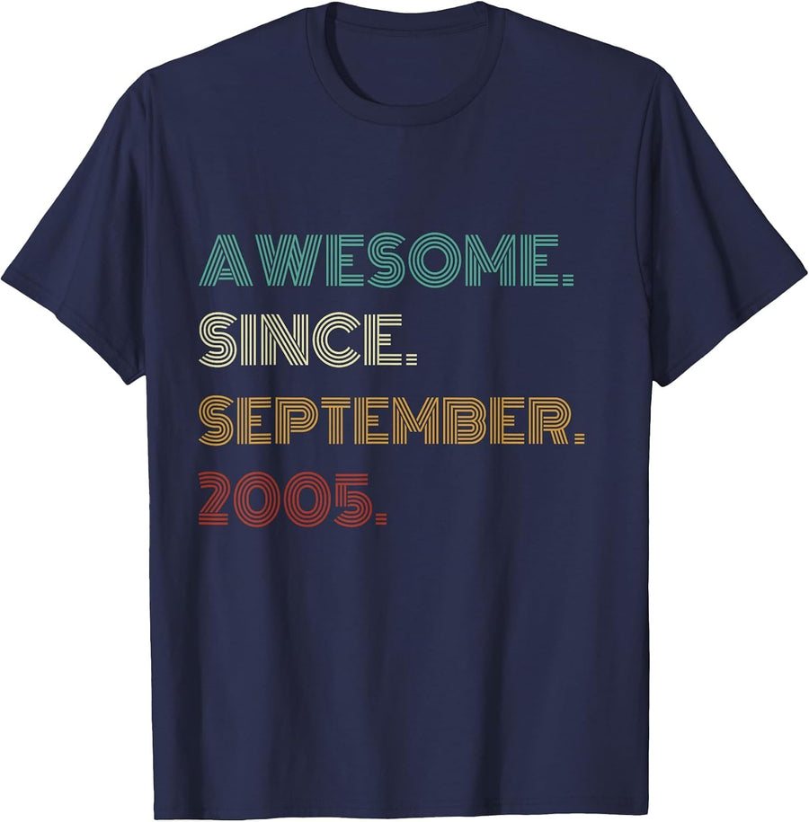 21 Years Old Awesome Since September 2005 21st Birthday T-Shirt - Navy Blue