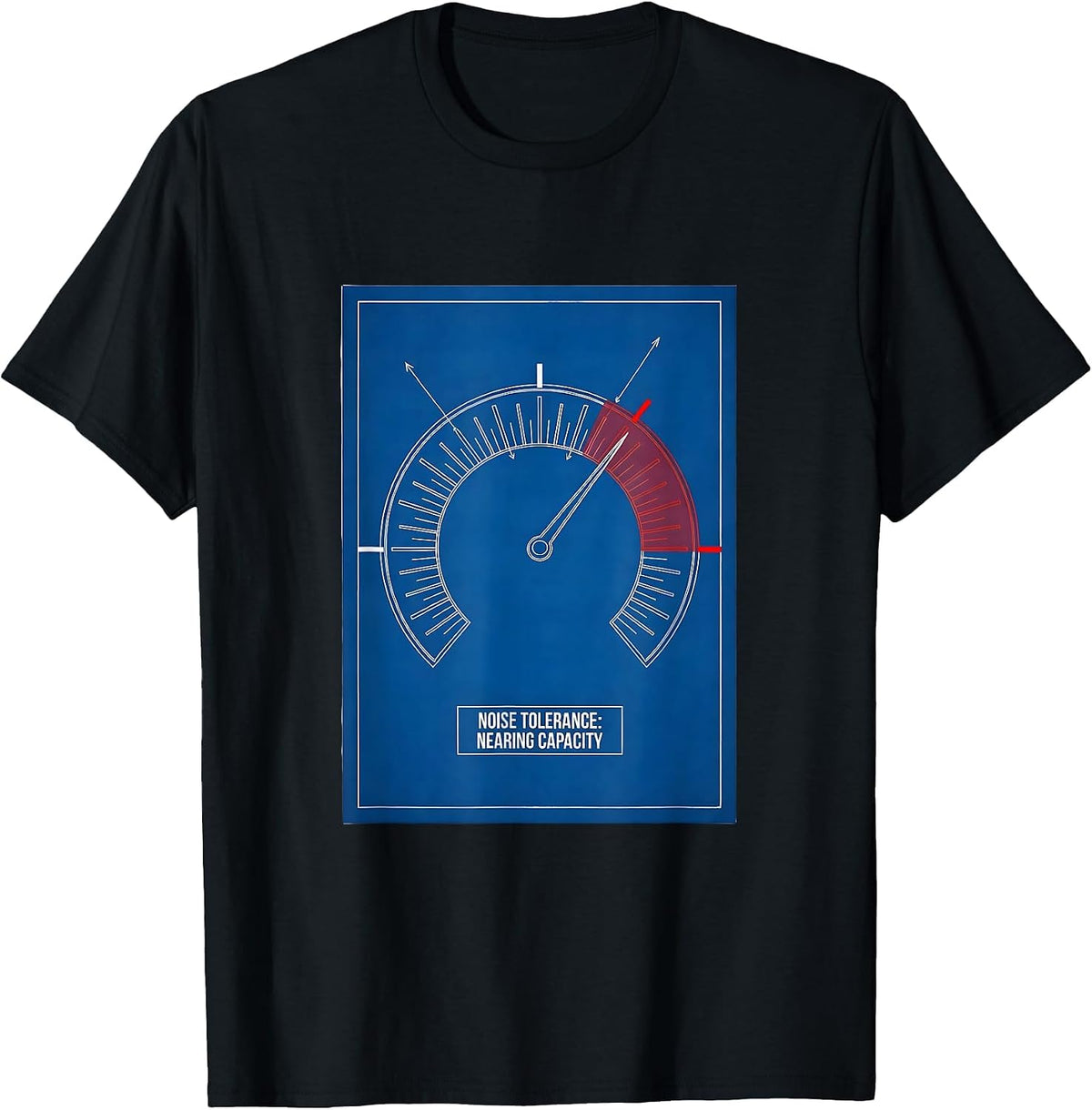 Men's Noise Tolerance Nearing Capacity Funny Teacher Sarcastic T-Shirt - Black