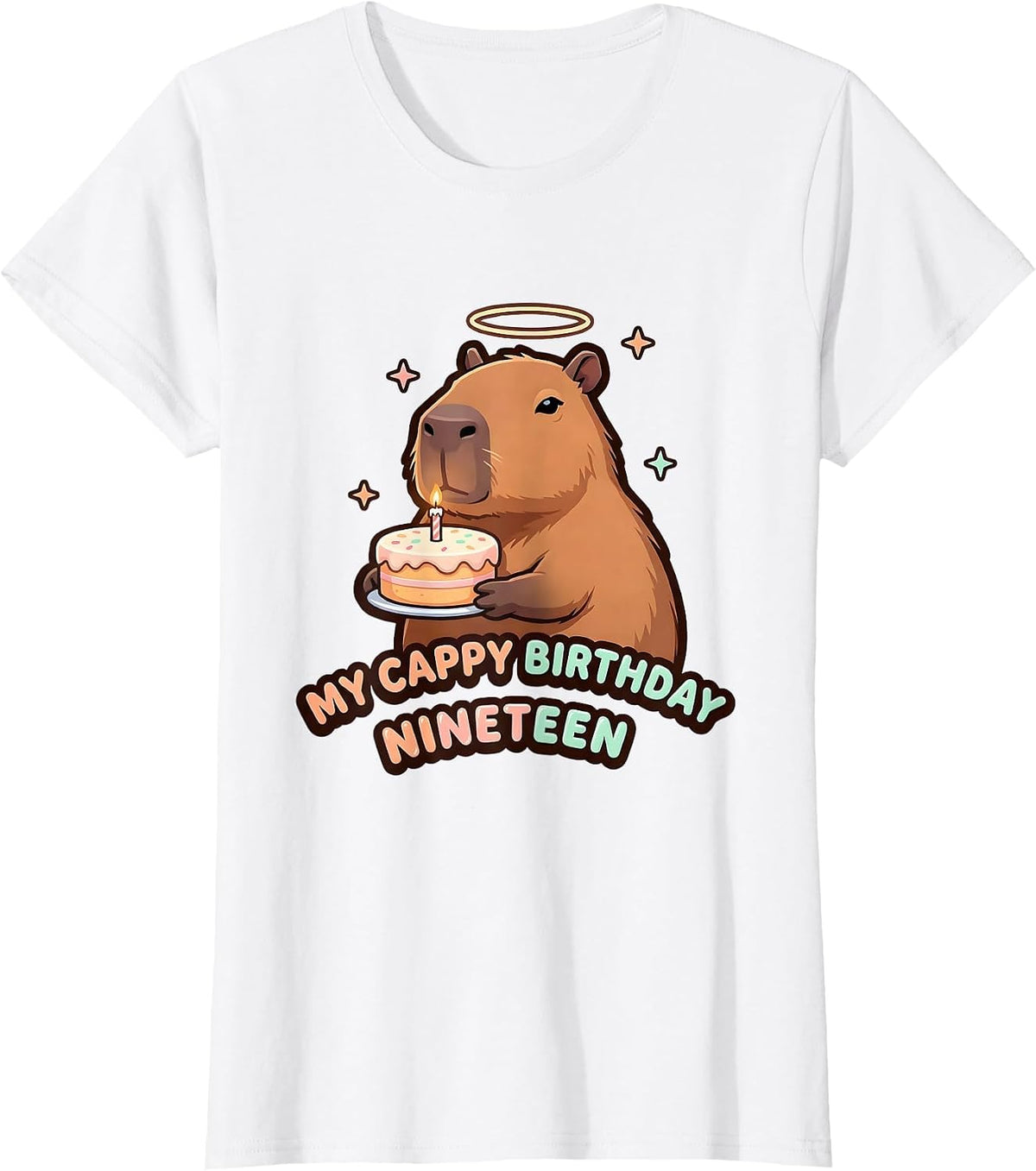Women's My Cappy Birthday Nineteen Kawaii Capybara Birthday Girl T-Shirt - White