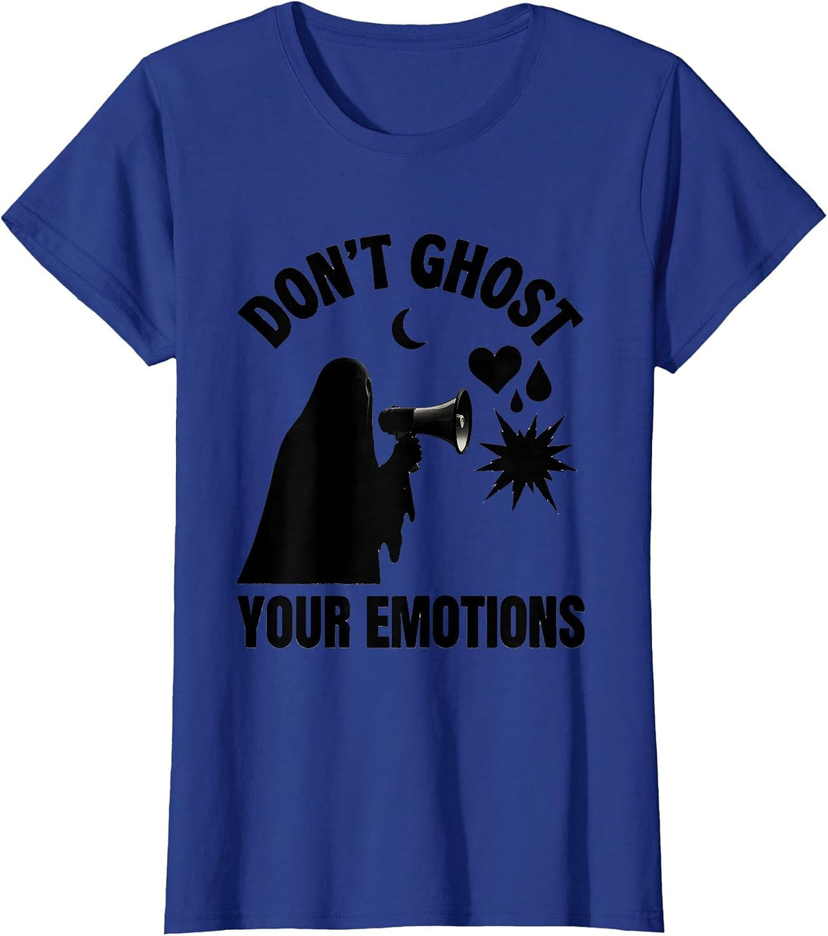 Women's Don't Ghost Your Emotions Halloween Mental Health Awareness T-Shirt - Royal Blue