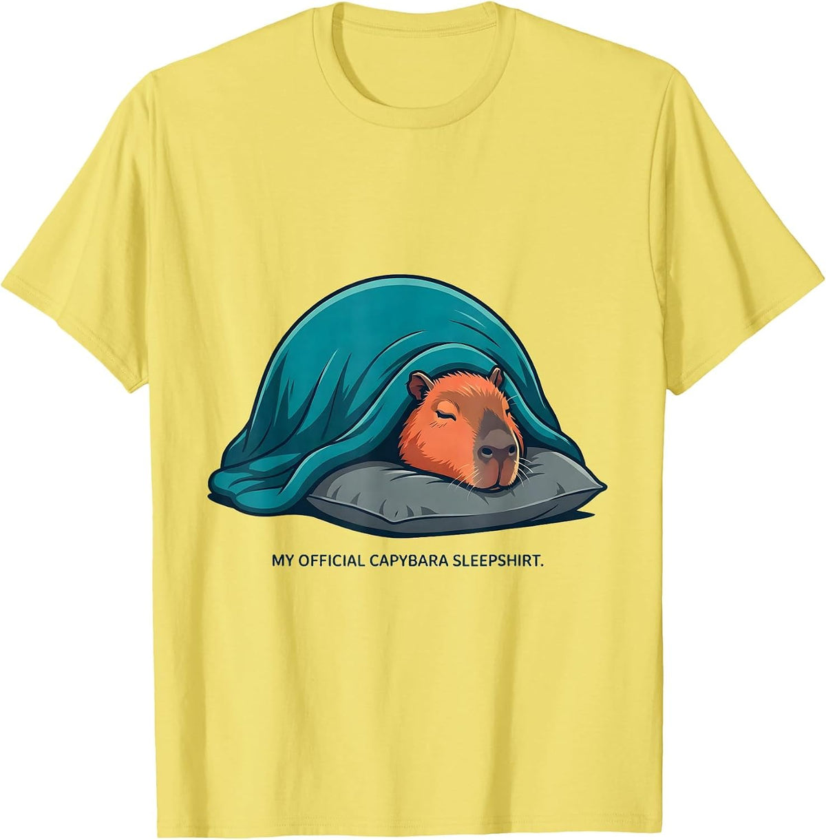 Men's My Official Capybara Sleepshirt Cute Animal Lover Lounge T-Shirt - Lemon Yellow