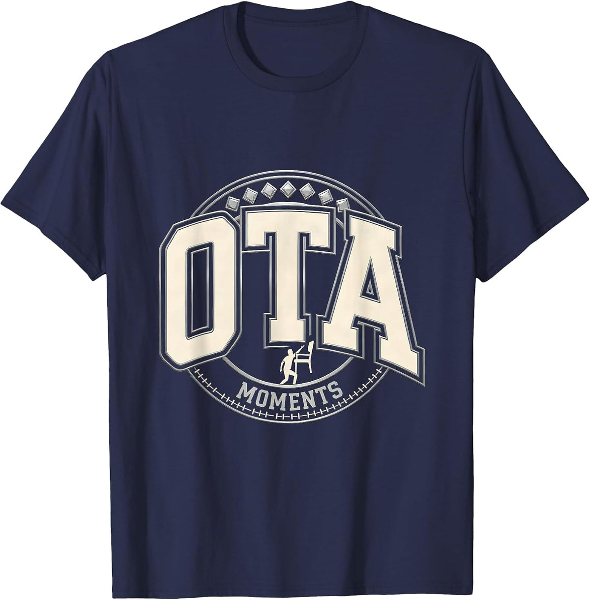 OTA Moments Sparkle Varsity Retro Occupational Therapy OT T-Shirt - Navy Blue