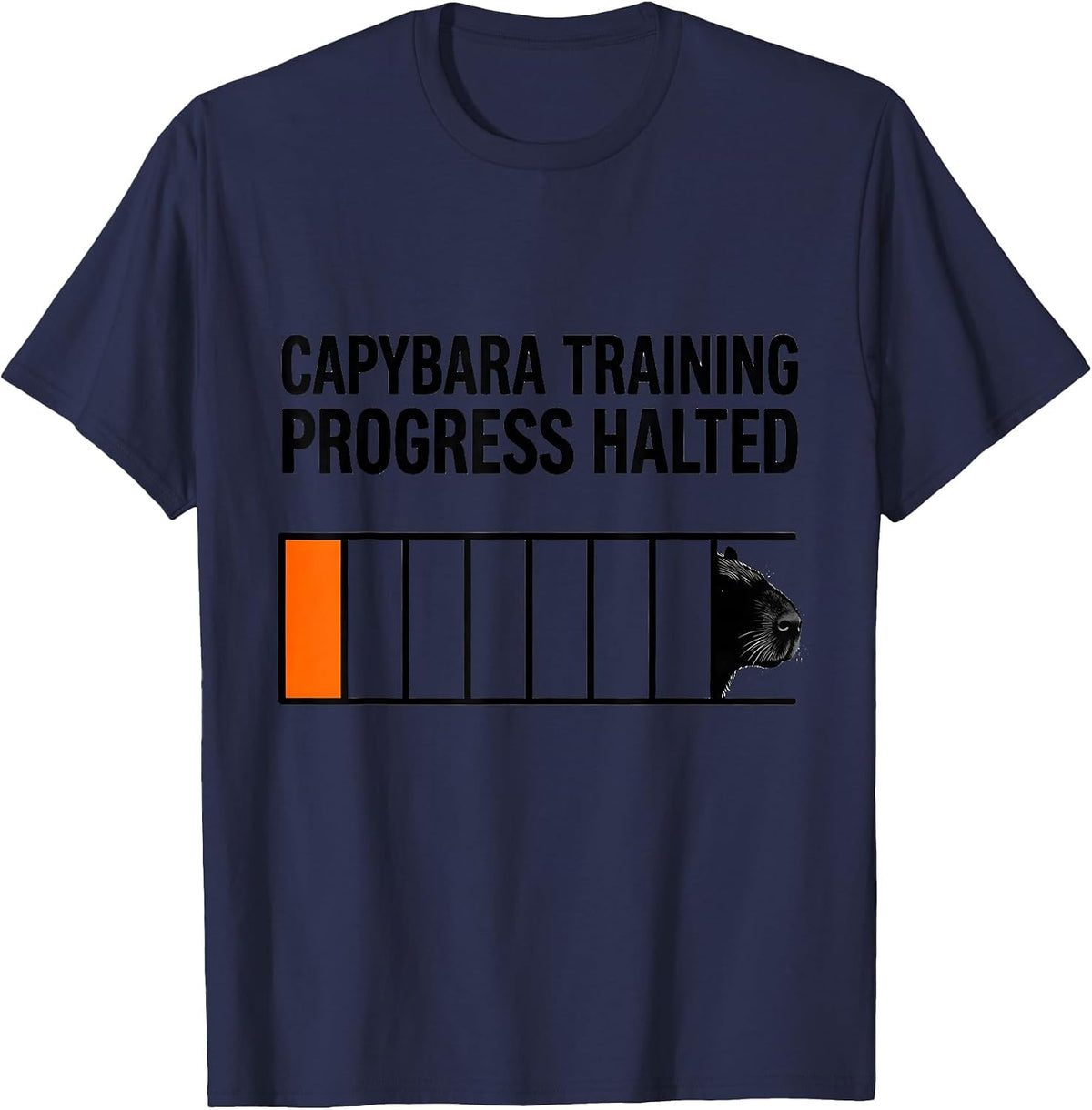 Capybara Training Progress Halted Funny Animal Meme Gamer T-Shirt - Navy Blue