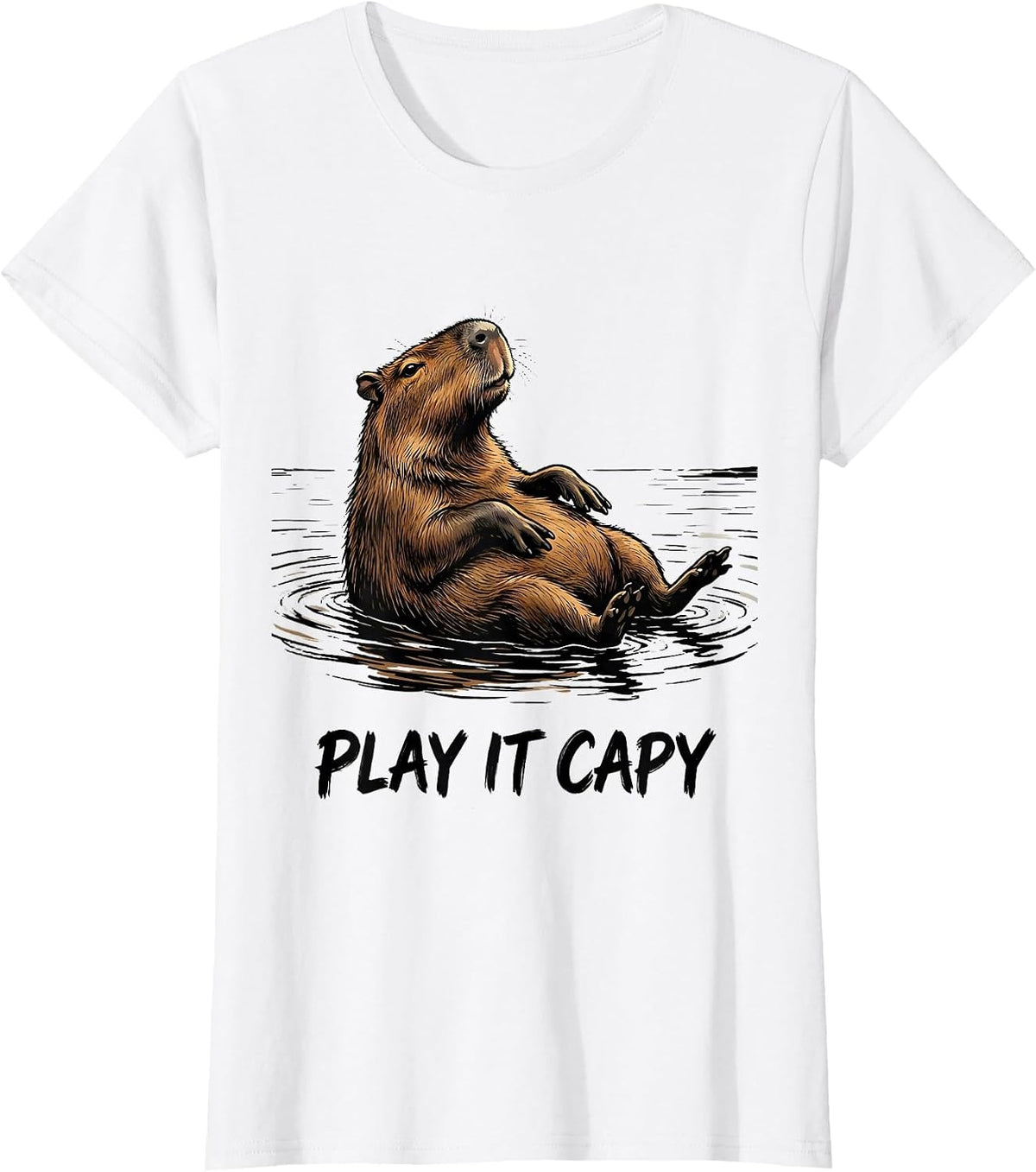 Play It Capy Funny Capybara Animal Meme Humor T-Shirt - White