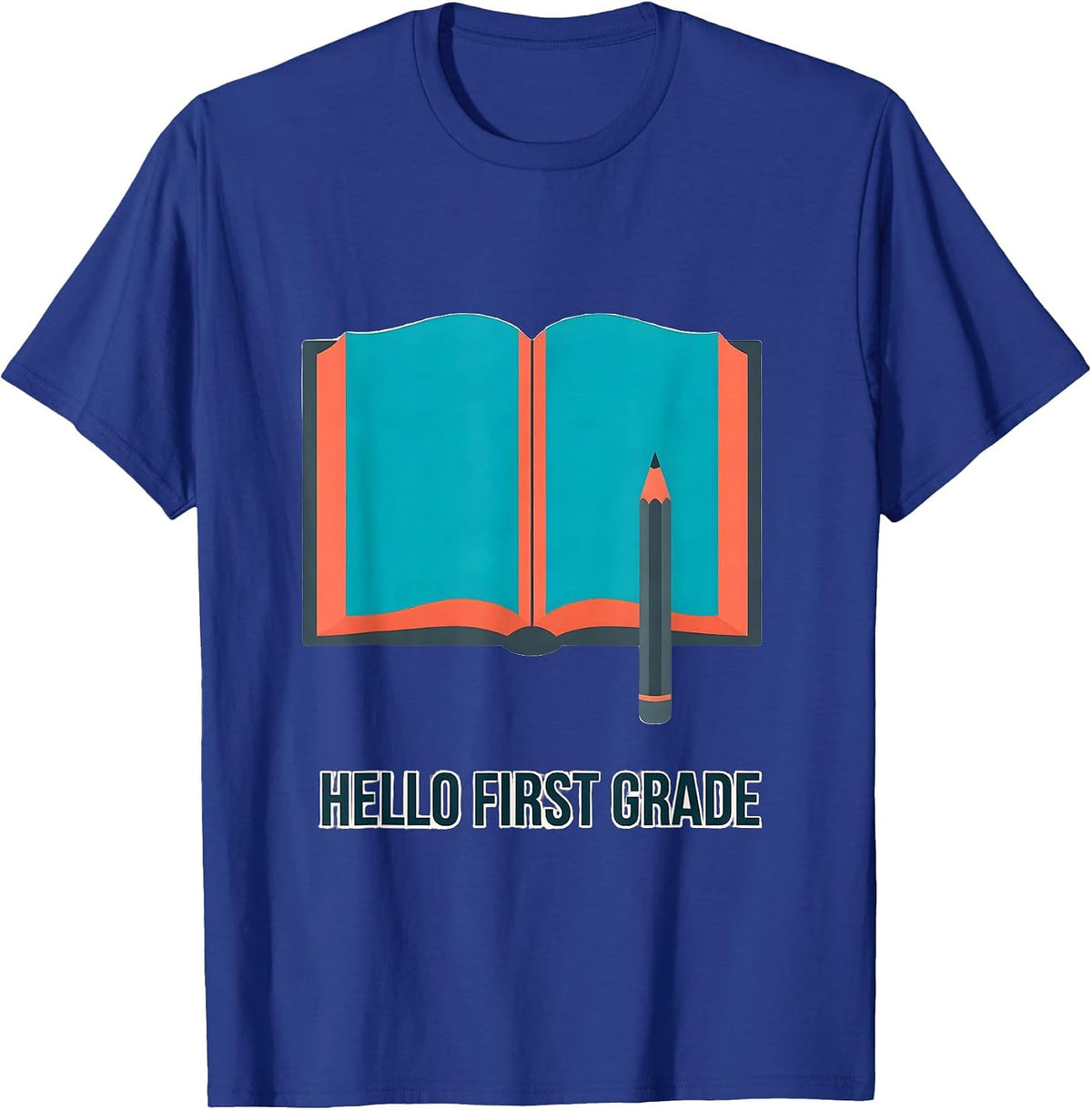 Hello First Grade Pastel Flat Vector Back To School Kids T-Shirt - Royal Blue